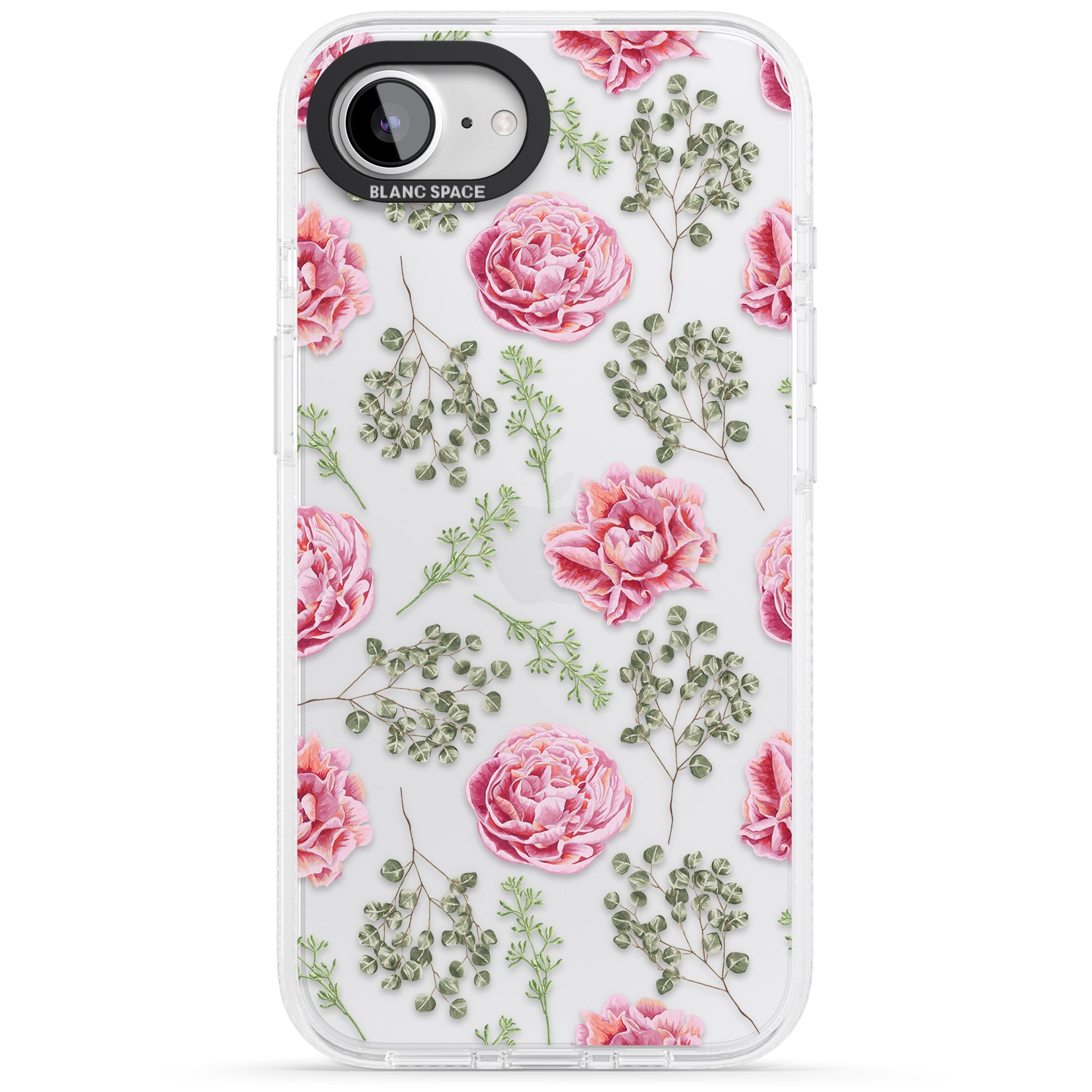 Roses & Eucalyptus Transparent Floral iPhone 16e Clear Case Impact Air - Blanc Space