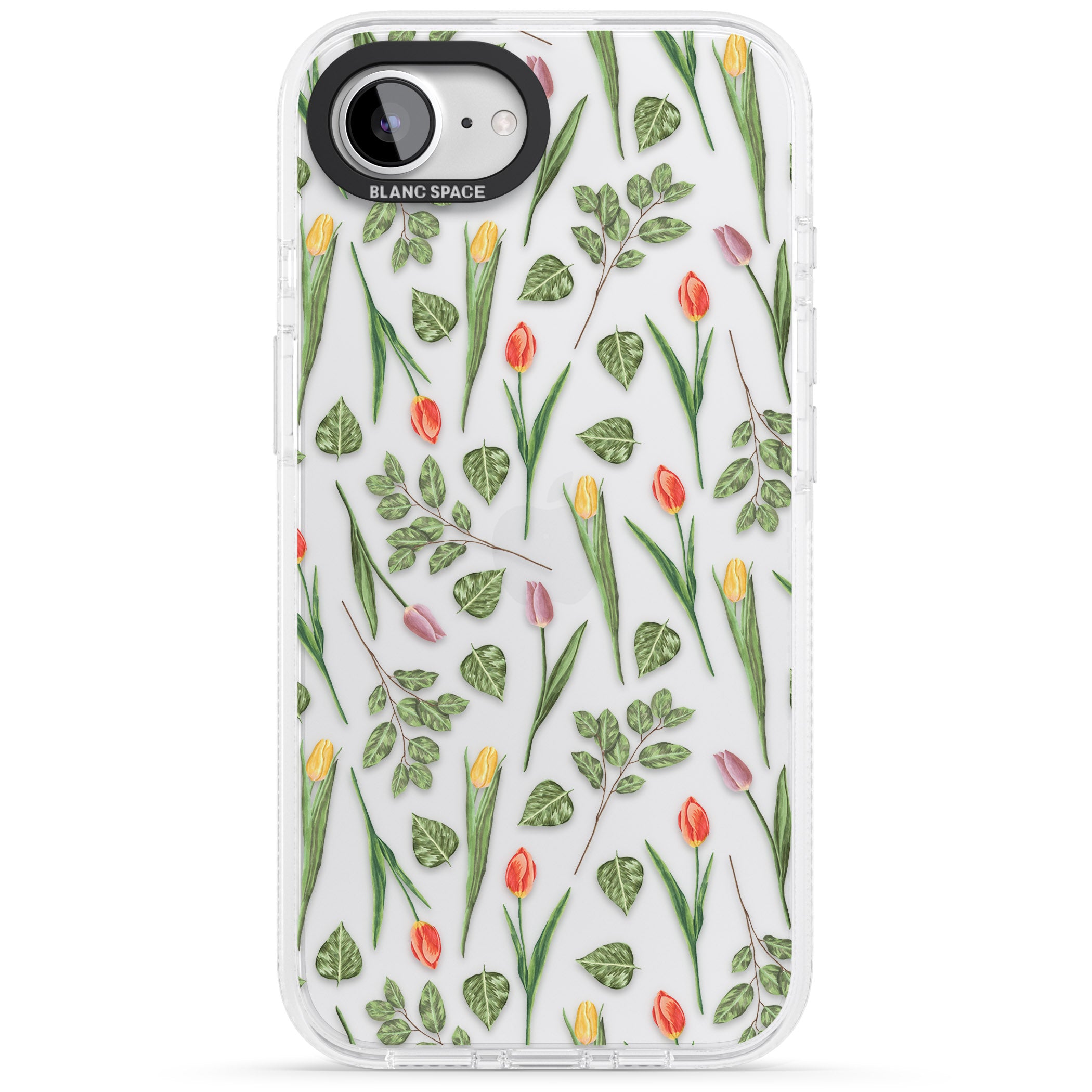 Spring Tulips Transparent Floral iPhone 16e Clear Case Impact Air - Blanc Space