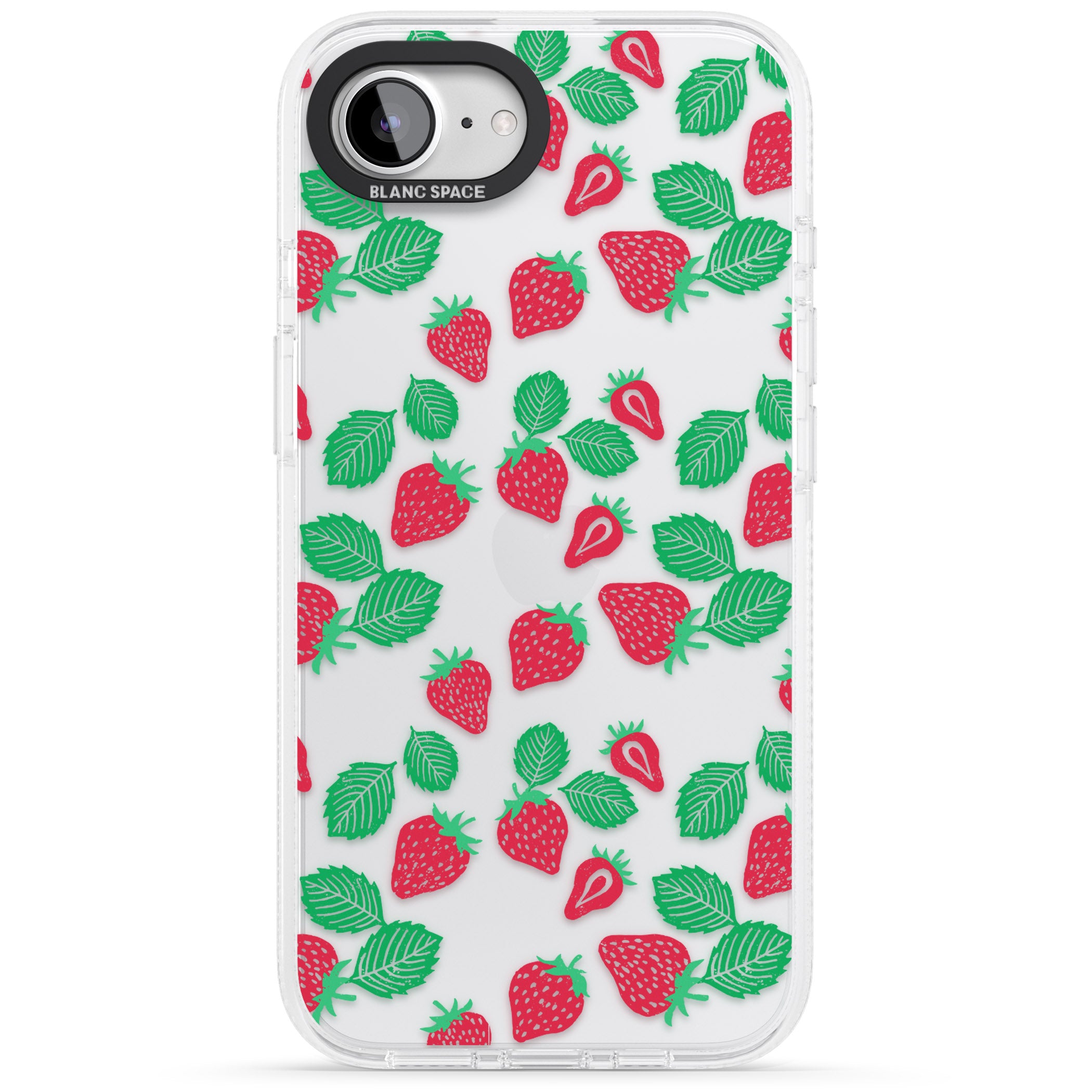 Strawberry Pattern iPhone 16e Clear Case Impact Air - Blanc Space