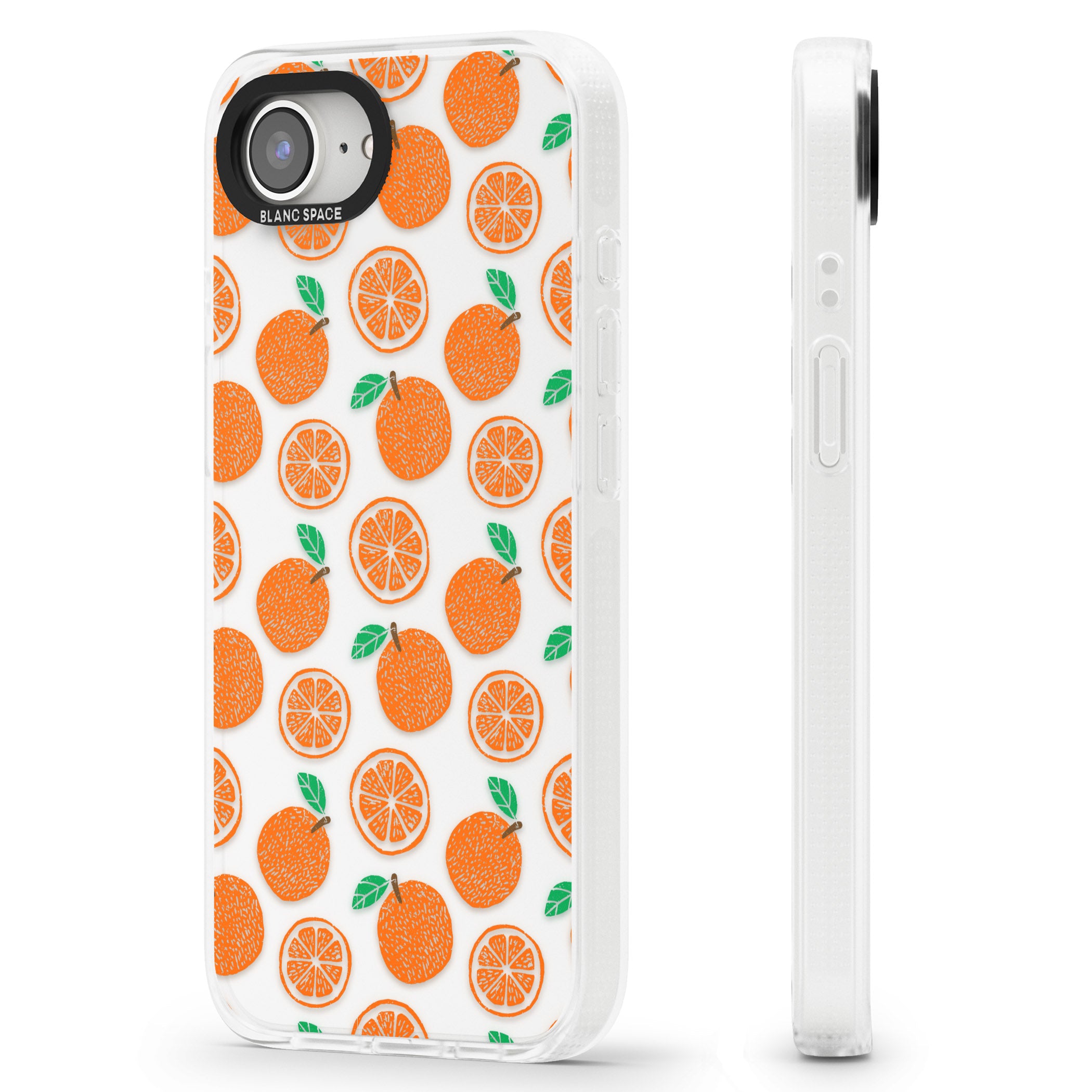 Orange Pattern iPhone 16e Clear Case Impact Air - Blanc Space