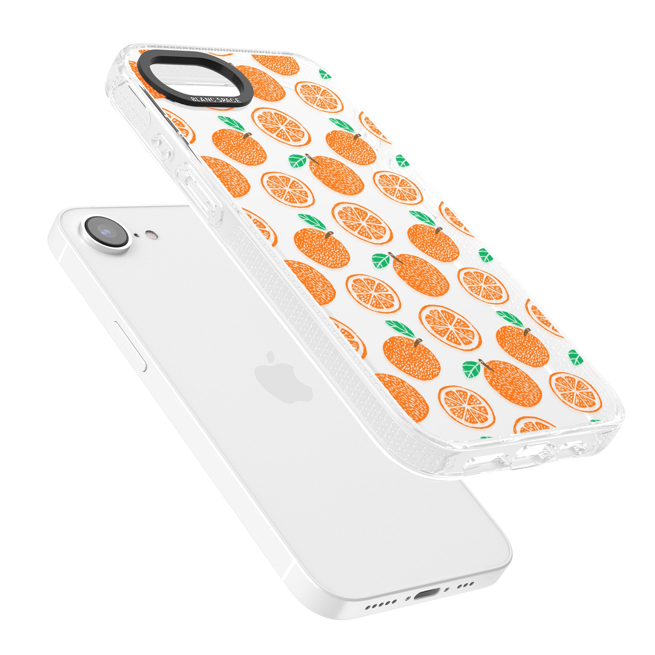 Orange Pattern iPhone 16e Clear Case Impact Air - Blanc Space