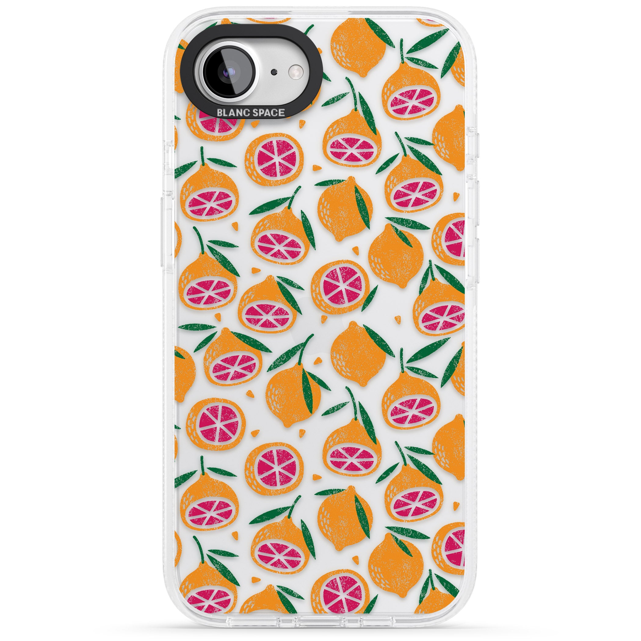 Blood Orange Fruit Pattern Transparent iPhone 16e Clear Case Impact Air - Blanc Space