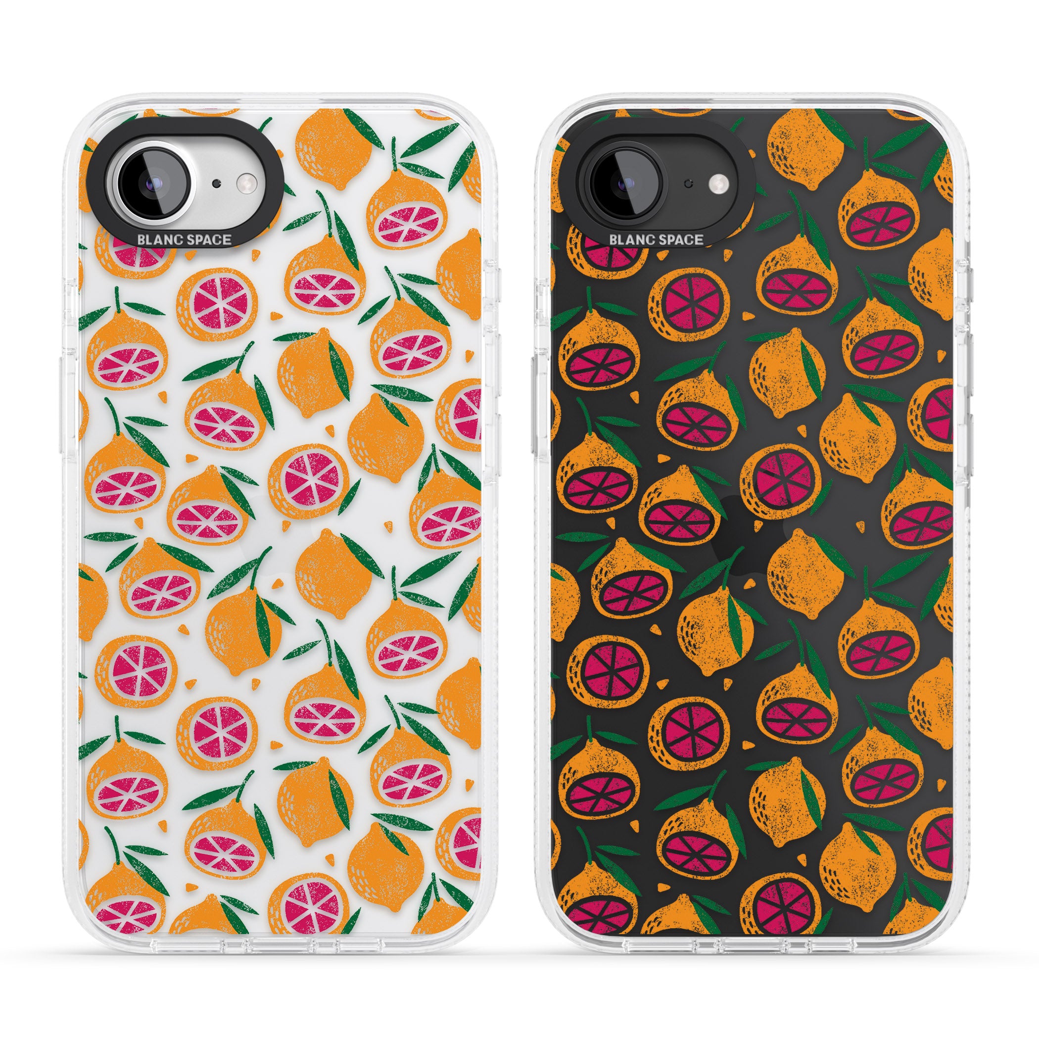 Blood Orange Fruit Pattern Transparent iPhone 16e Clear Case Impact Air - Blanc Space