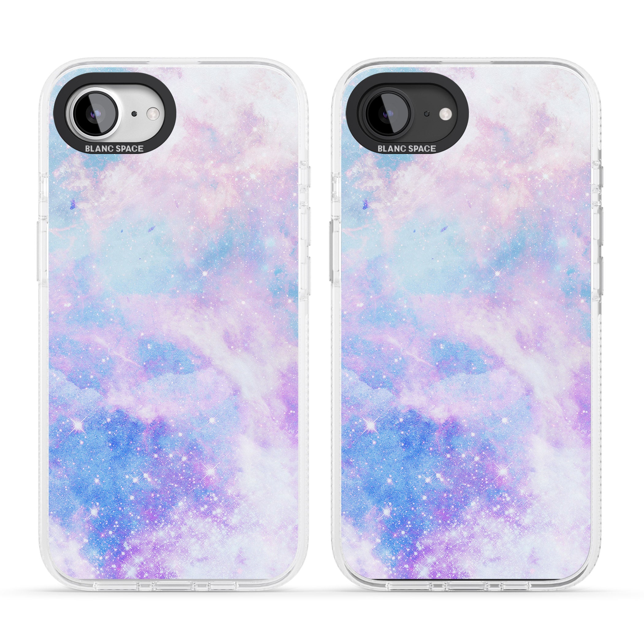 Light Blue Galaxy Pattern Design iPhone 16e Clear Case Impact Air - Blanc Space