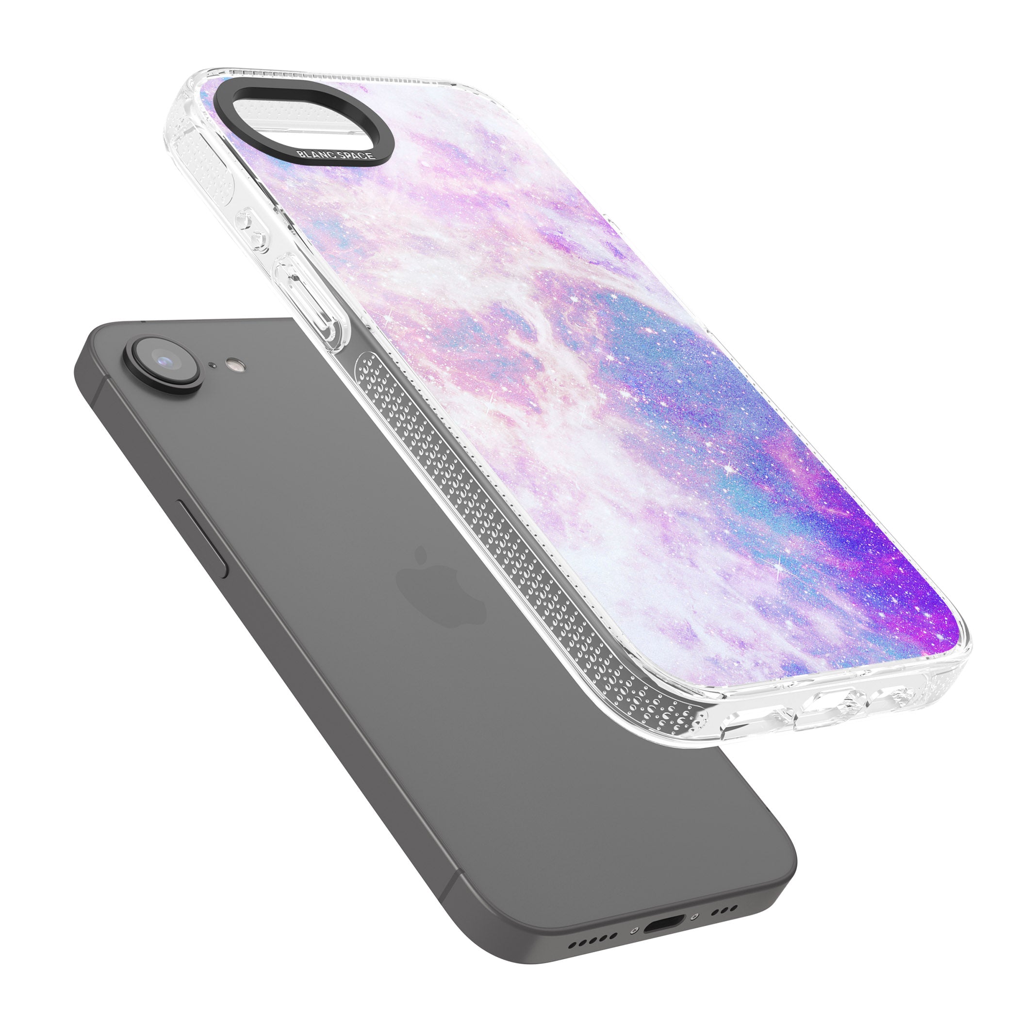 Purple & Blue Galaxy Pattern Design iPhone 16e Clear Case Impact Air - Blanc Space