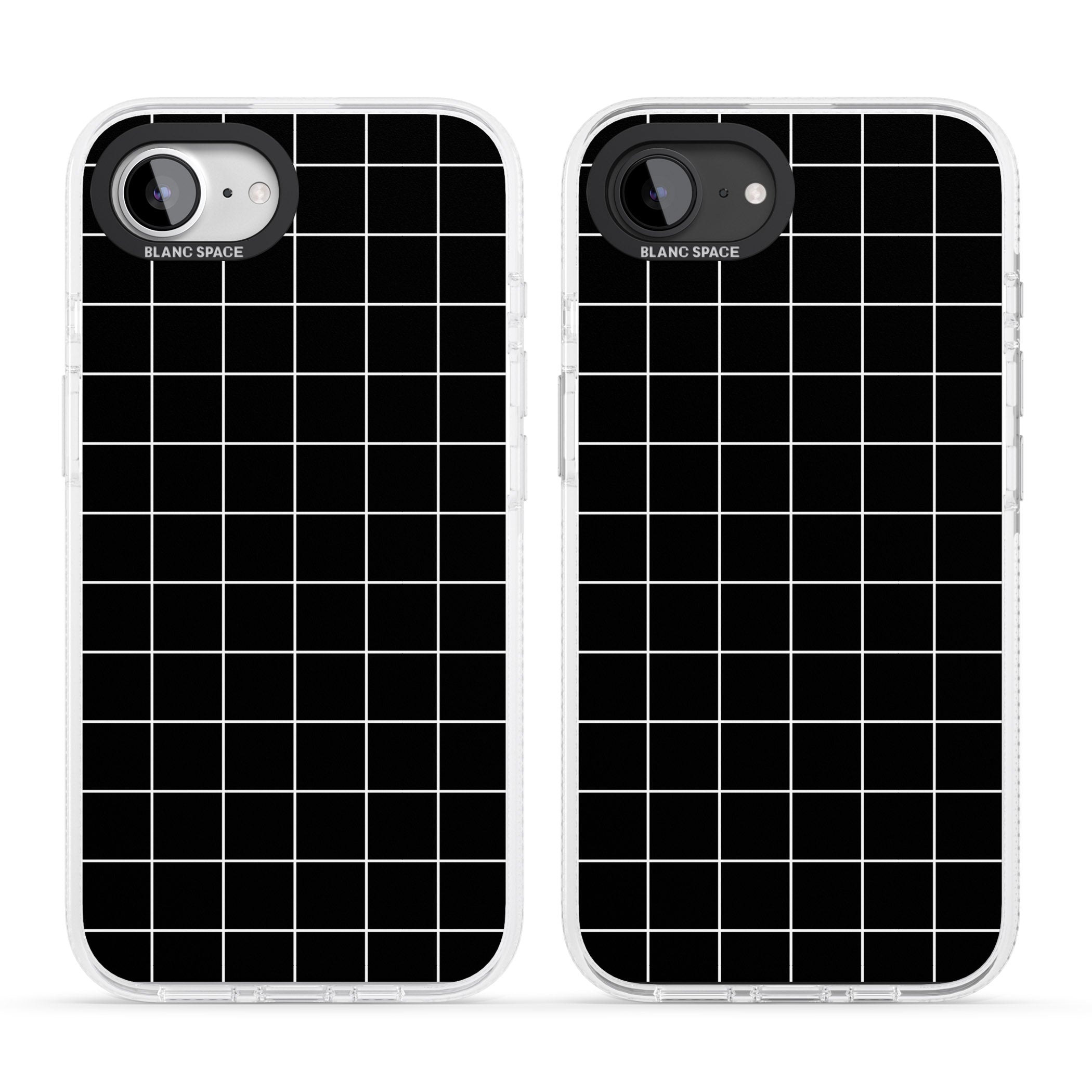 Simplistic Large Grid Pattern Black iPhone 16e Clear Case Impact Air - Blanc Space