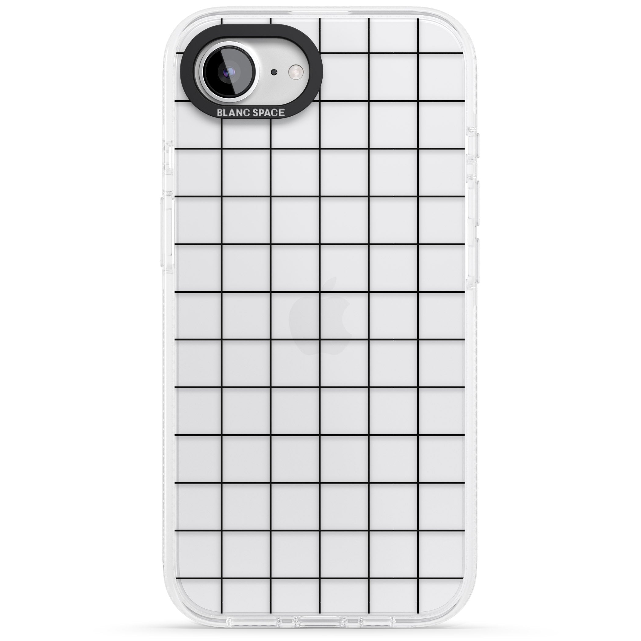 Simplistic Large Grid Pattern Black (Transparent) iPhone 16e Clear Case Impact Air - Blanc Space