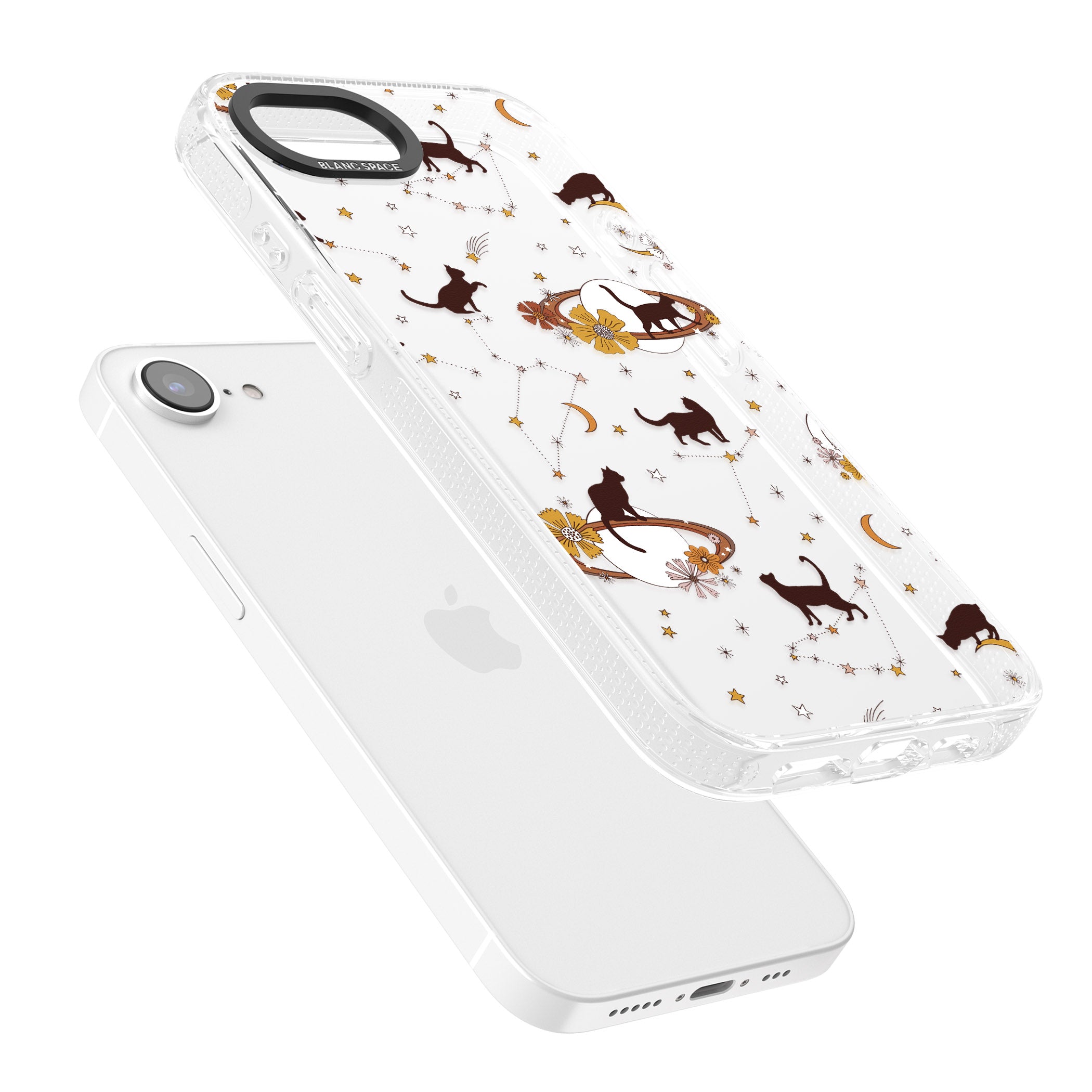 Halloween Cats and Astrology iPhone 16e Clear Case Impact Air - Blanc Space