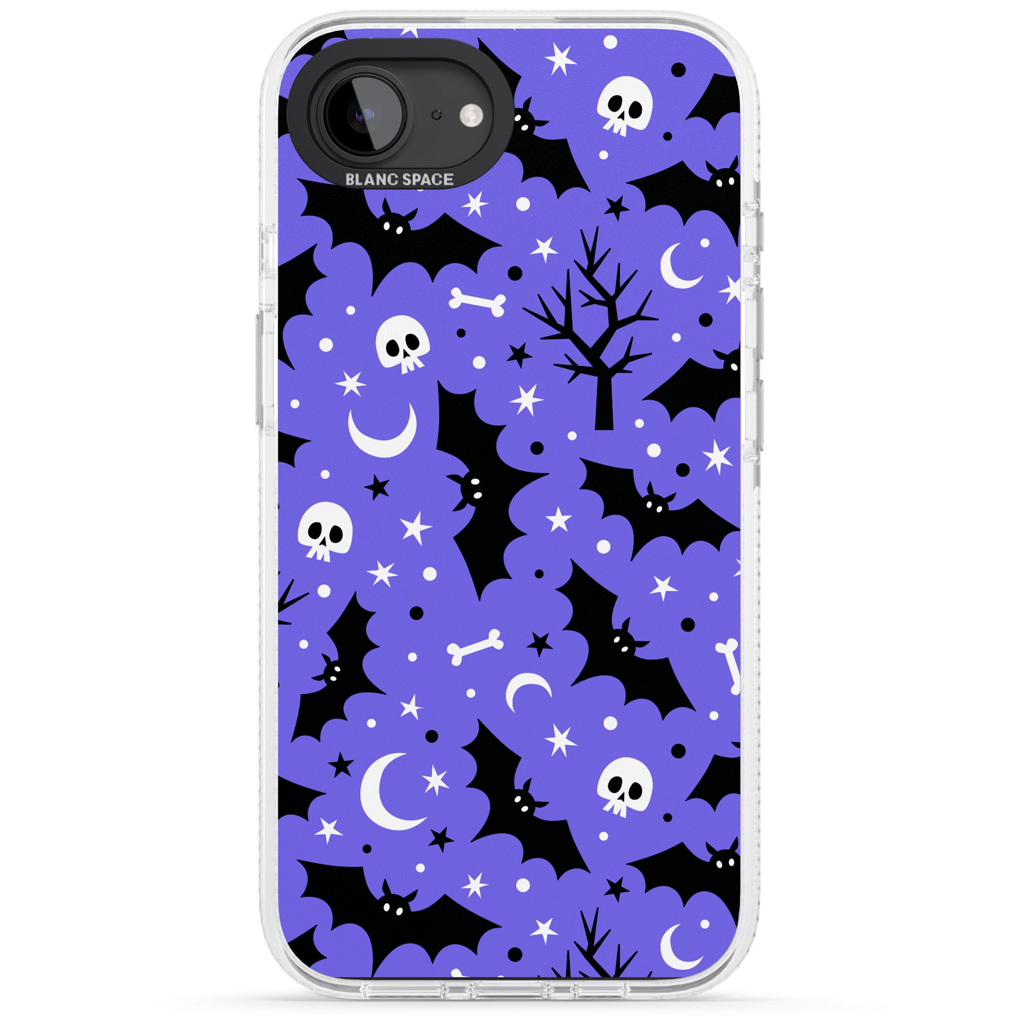 Bats n' Bones Pattern iPhone 16e Clear Case Impact Air - Blanc Space