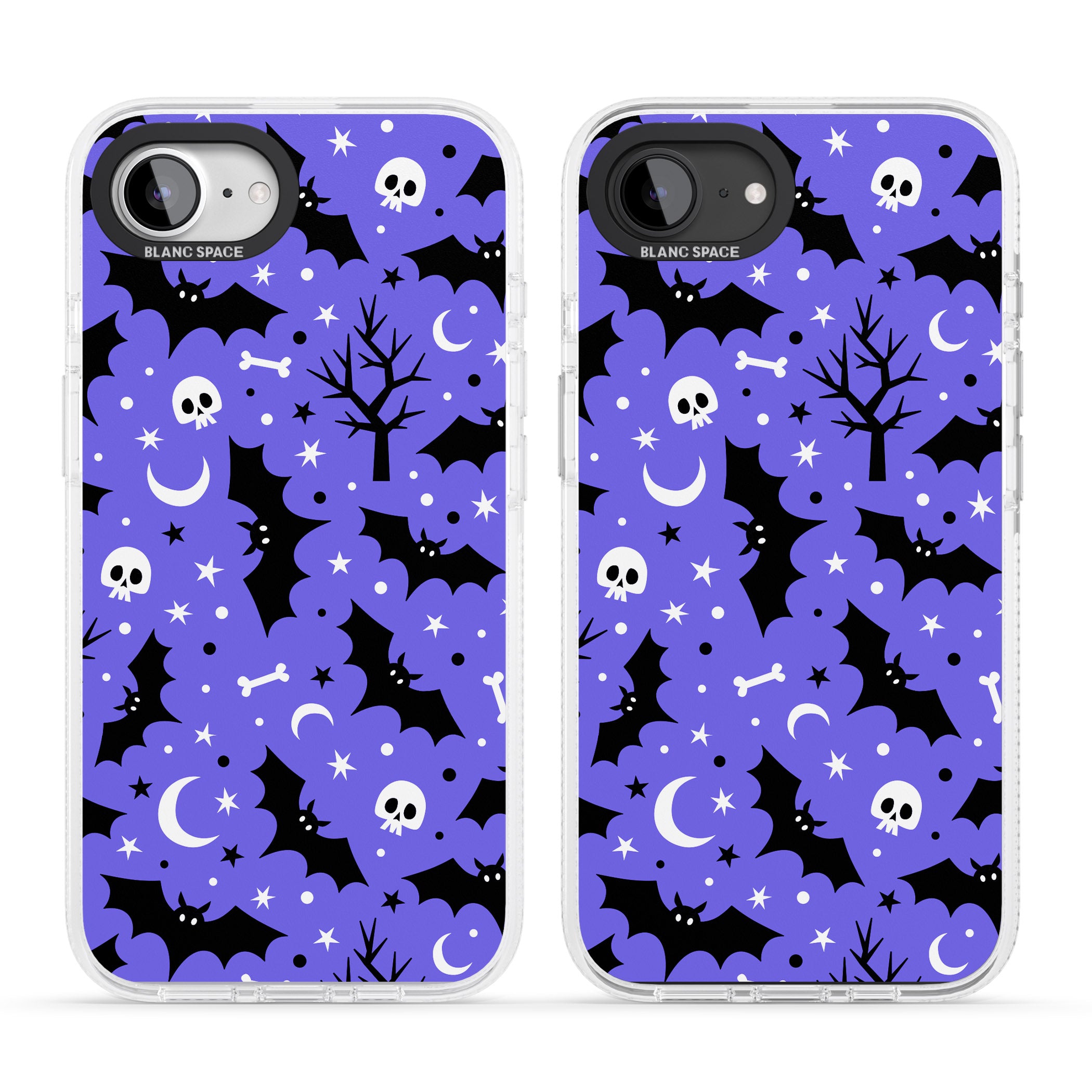 Bats n' Bones Pattern iPhone 16e Clear Case Impact Air - Blanc Space
