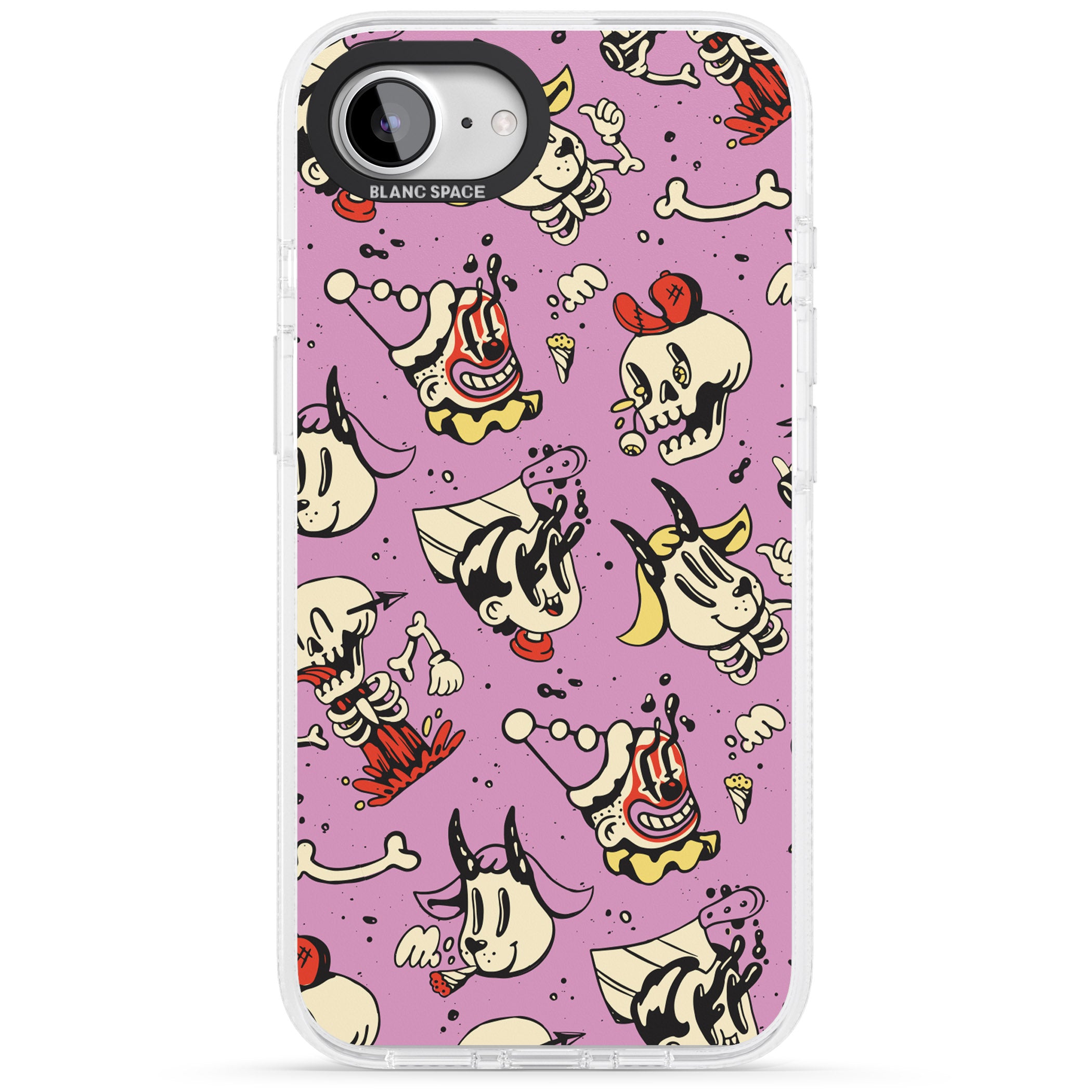 Purple Retro Halloween Pattern iPhone 16e Clear Case Impact Air - Blanc Space