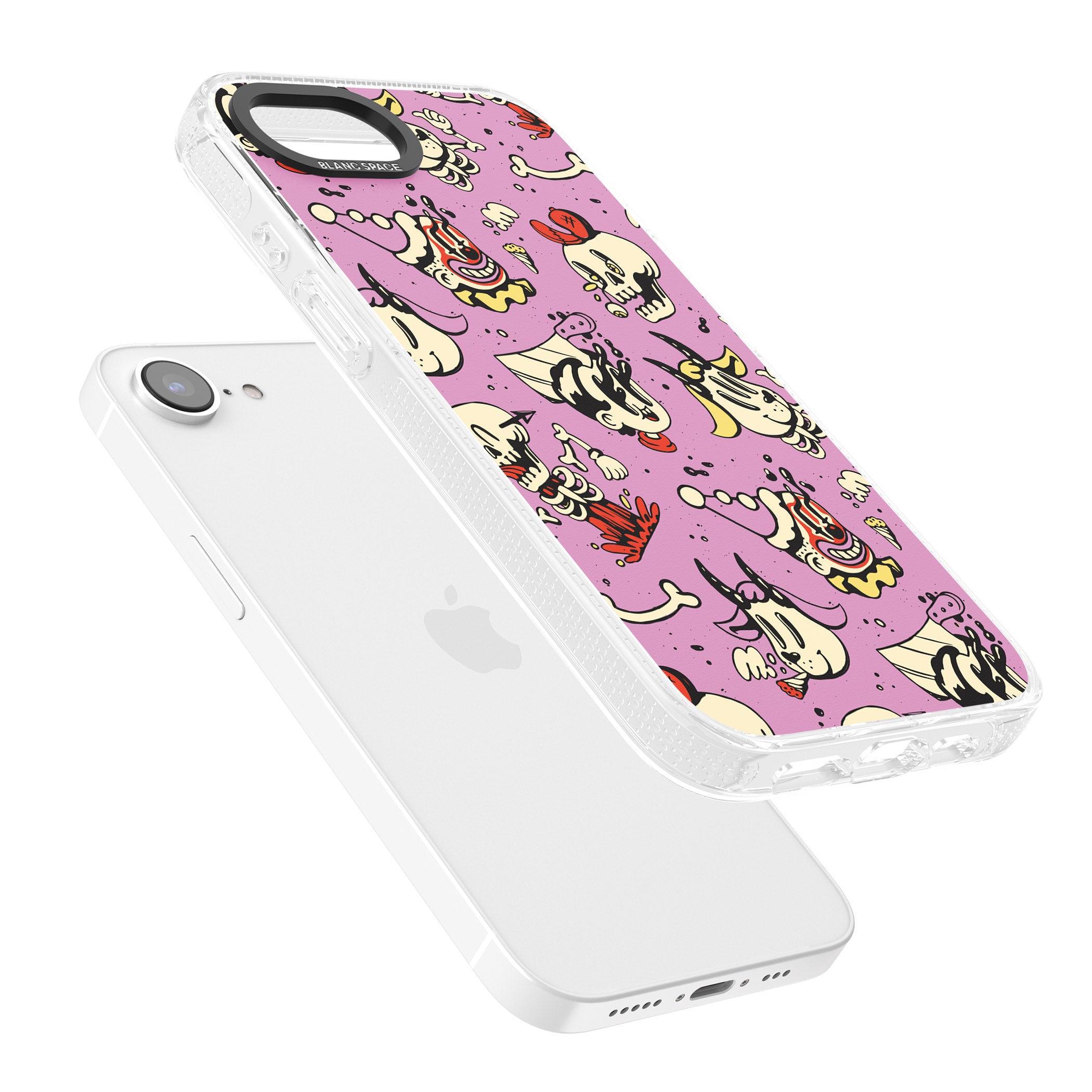 Purple Retro Halloween Pattern iPhone 16e Clear Case Impact Air - Blanc Space