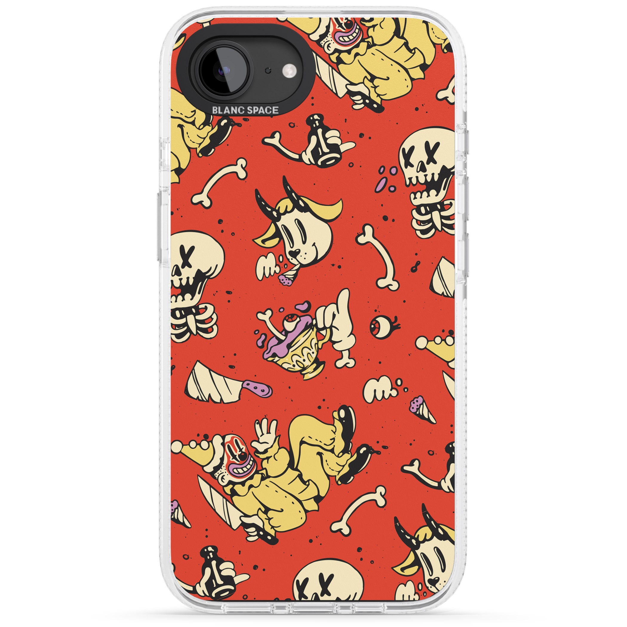 Red Retro Halloween Pattern iPhone 16e Clear Case Impact Air - Blanc Space
