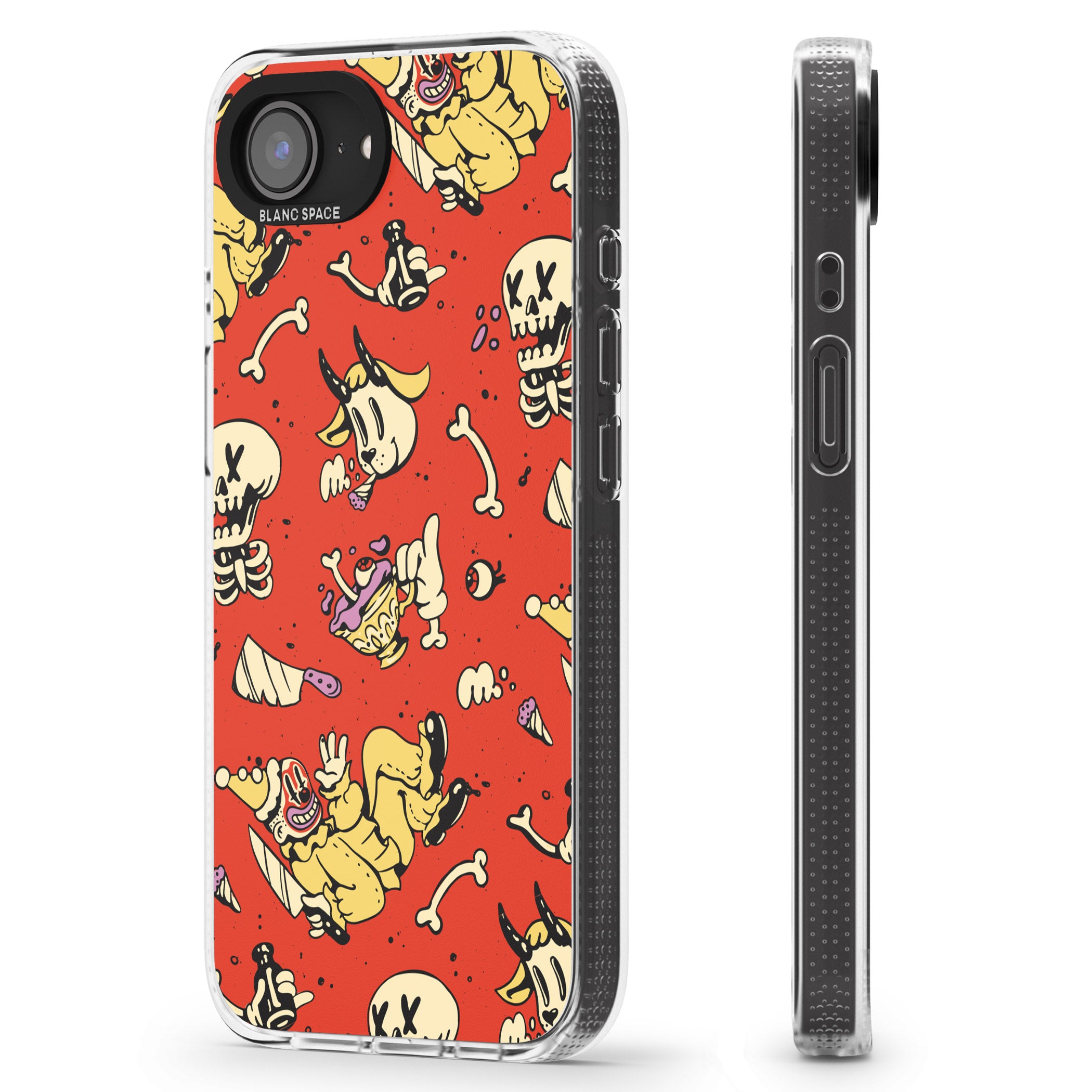 Red Retro Halloween Pattern iPhone 16e Clear Case Impact Air - Blanc Space
