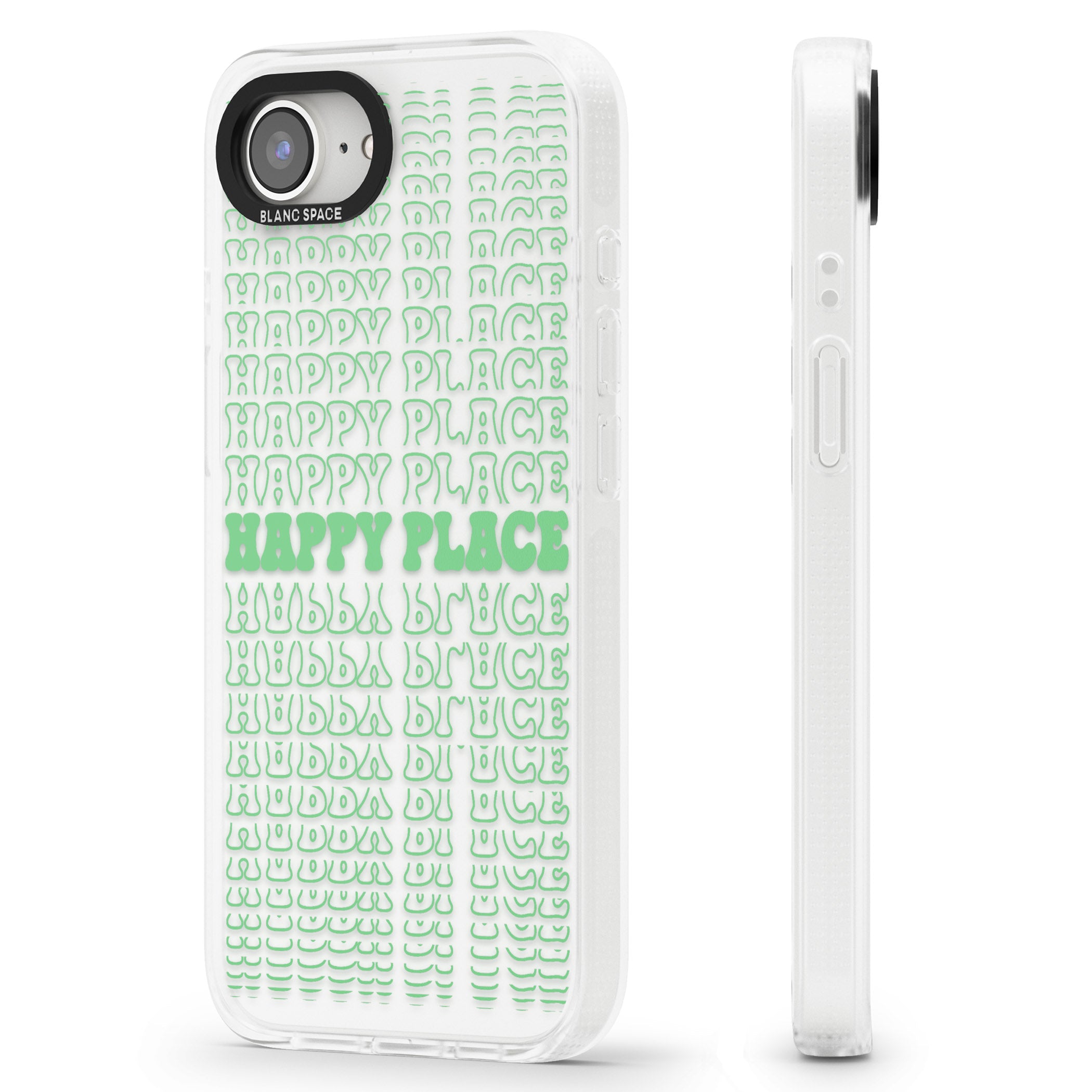 Happy Place (Green) iPhone 16e Clear Case Impact Air - Blanc Space