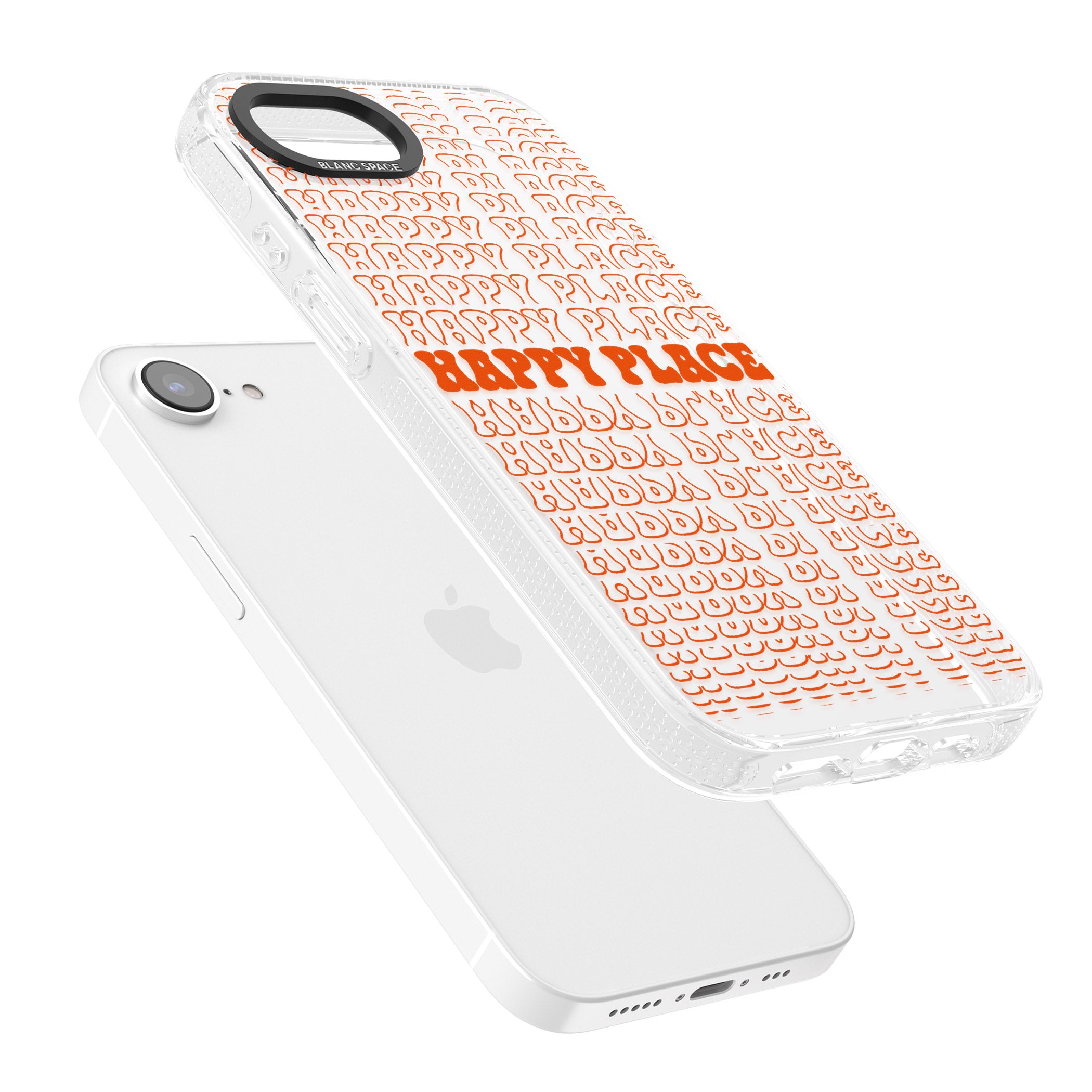 Happy Place (Orange) iPhone 16e Clear Case Impact Air - Blanc Space