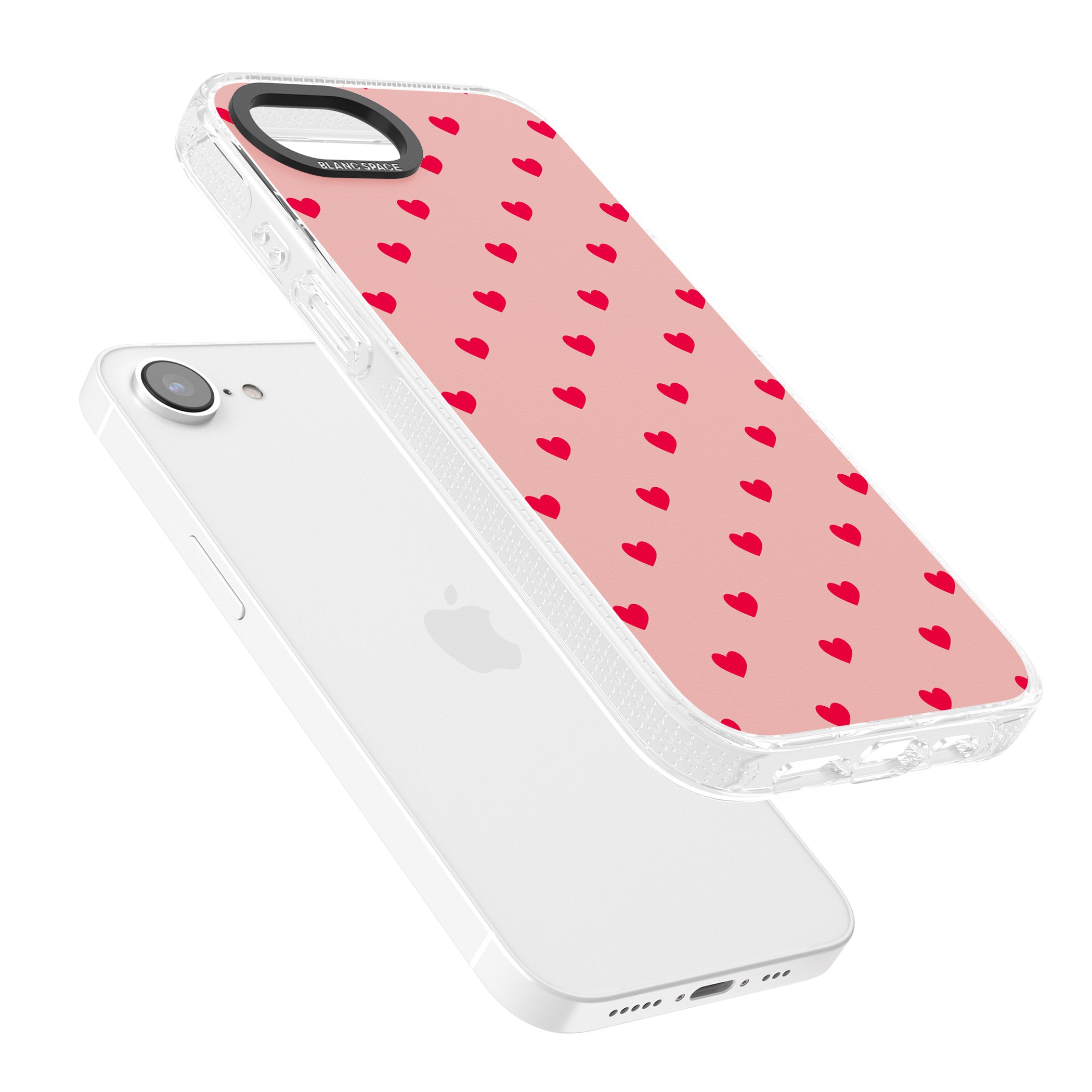 Small Heart Pattern: Red & Pink iPhone 16e Clear Case Impact Air - Blanc Space