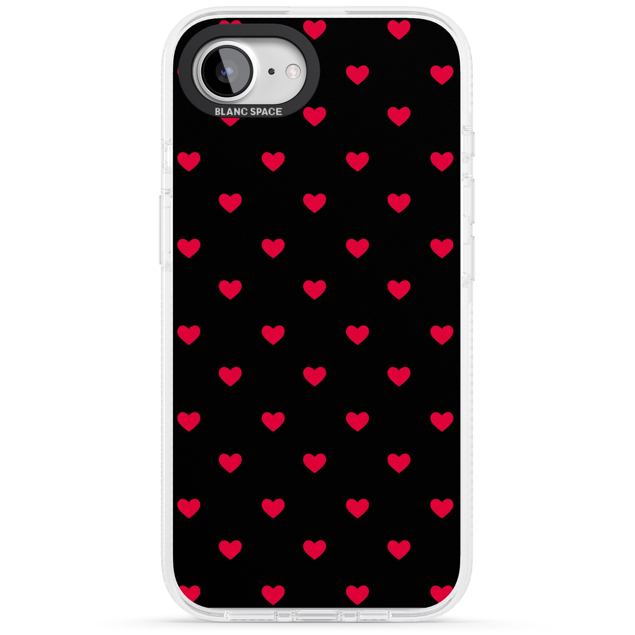 Small Heart Pattern: Red & iPhone 16e Clear Case Impact Air - Blanc Space