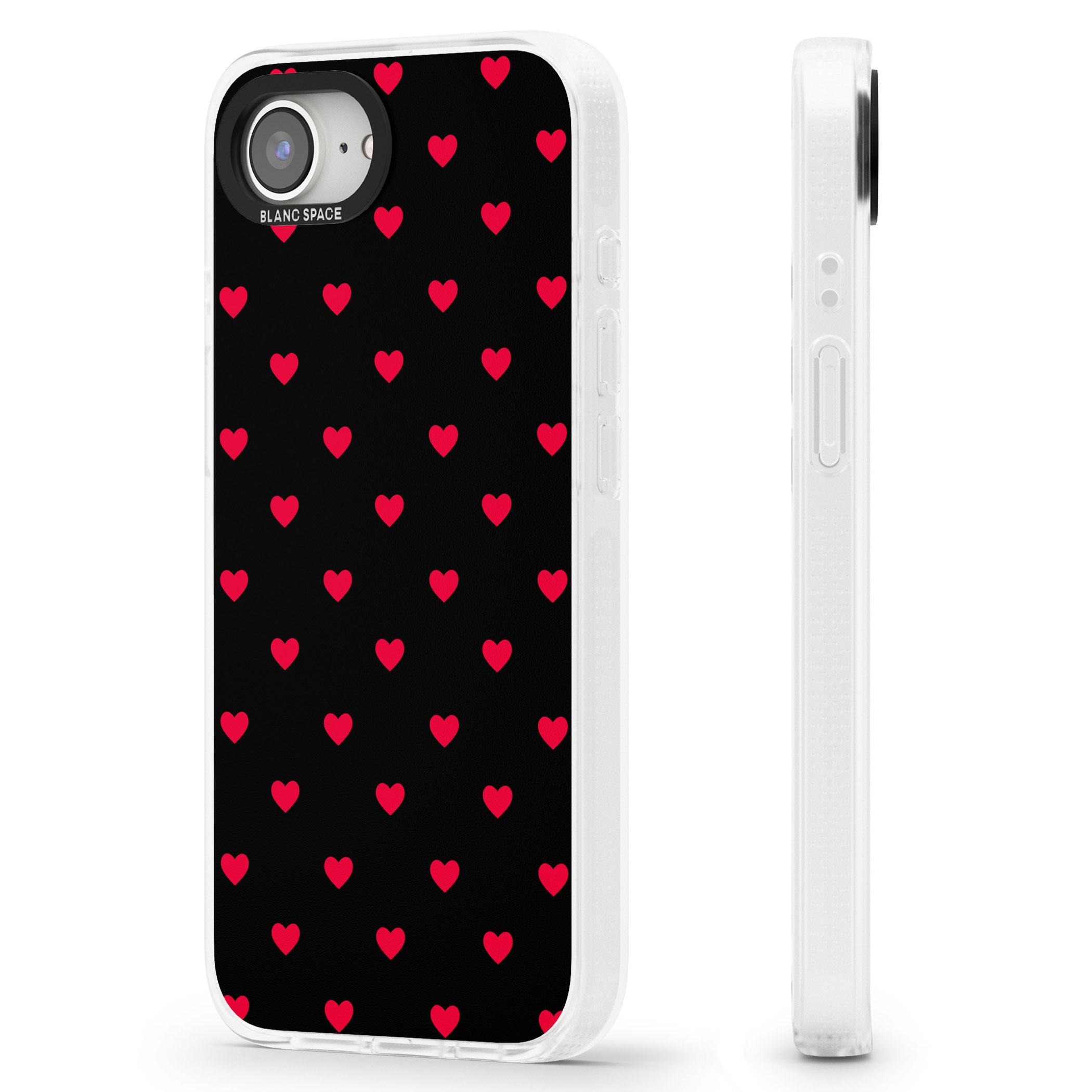 Small Heart Pattern: Red & iPhone 16e Clear Case Impact Air - Blanc Space