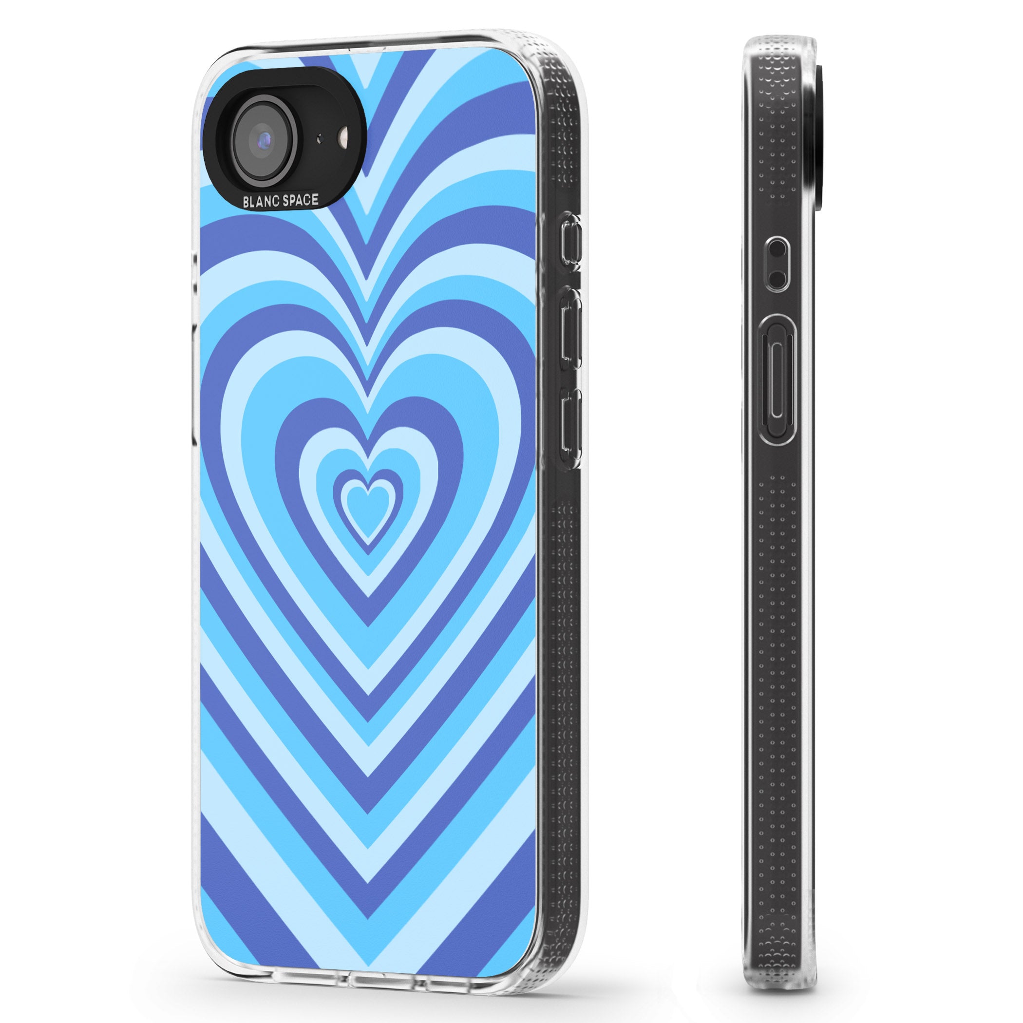 Blue Heart Illusion iPhone 16e Clear Case Impact Air - Blanc Space