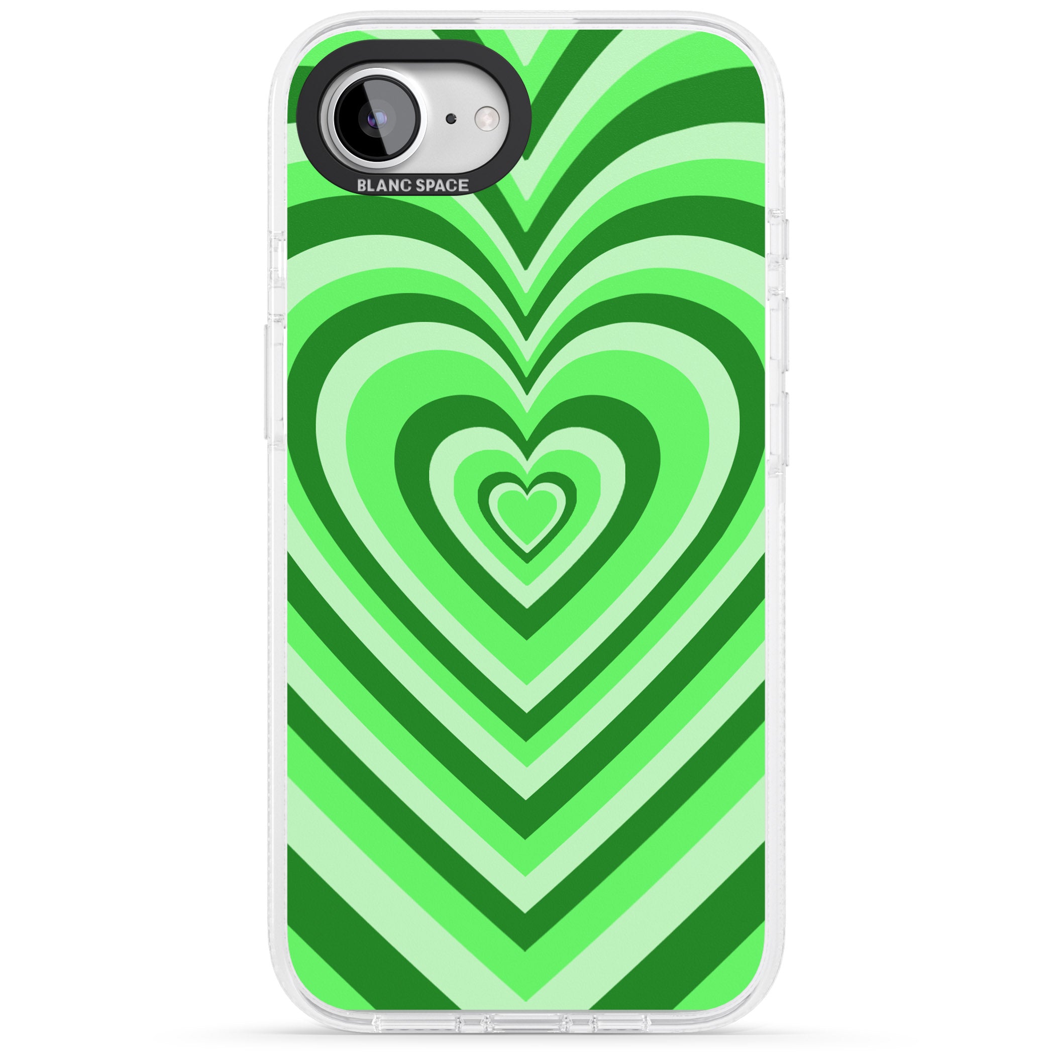 Green Heart Illusion iPhone 16e Clear Case Impact Air - Blanc Space