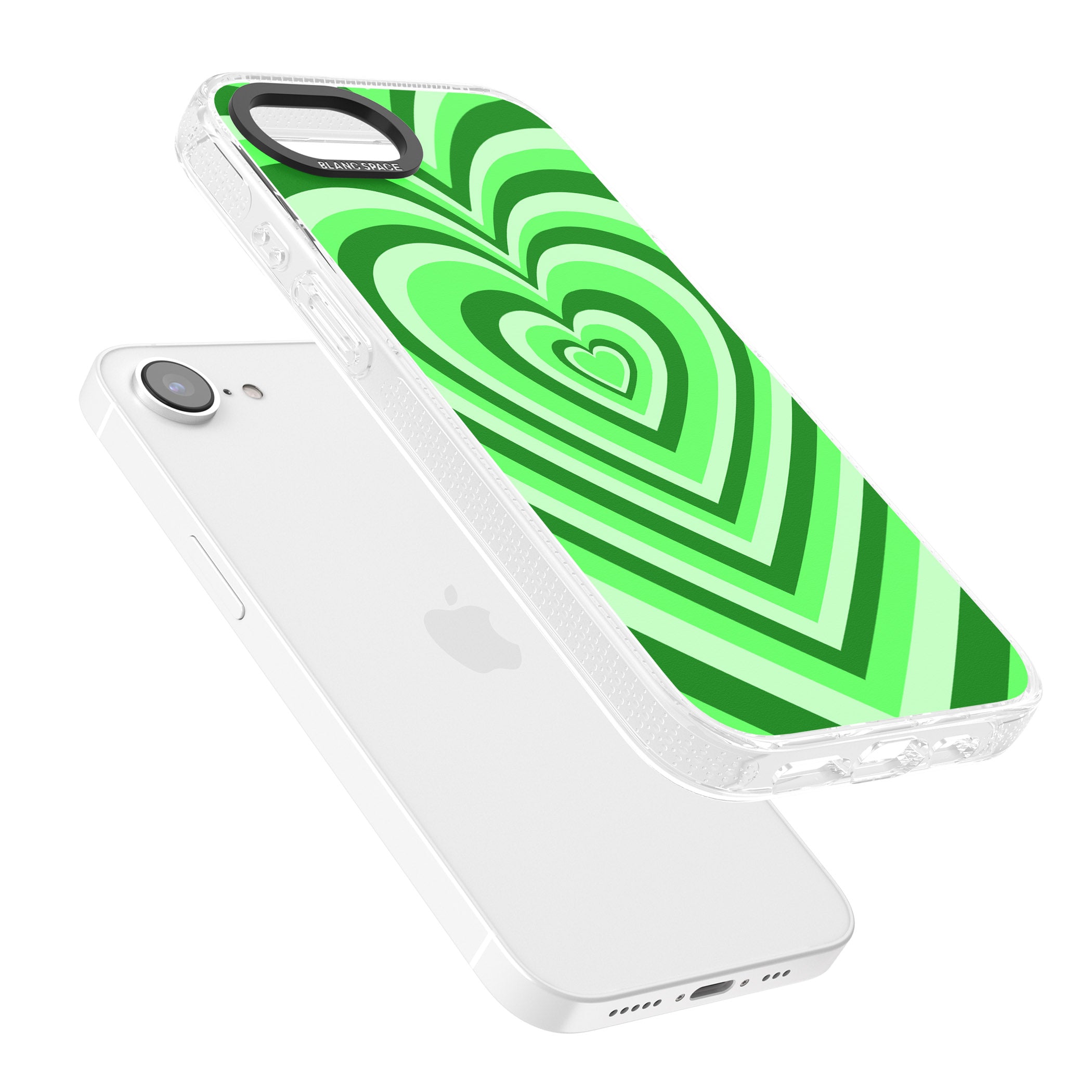 Green Heart Illusion iPhone 16e Clear Case Impact Air - Blanc Space