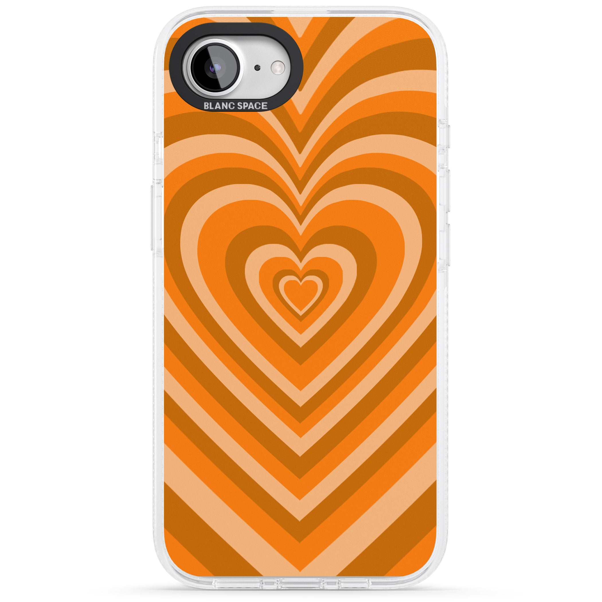 Orange Heart Illusion iPhone 16e Clear Case Impact Air - Blanc Space