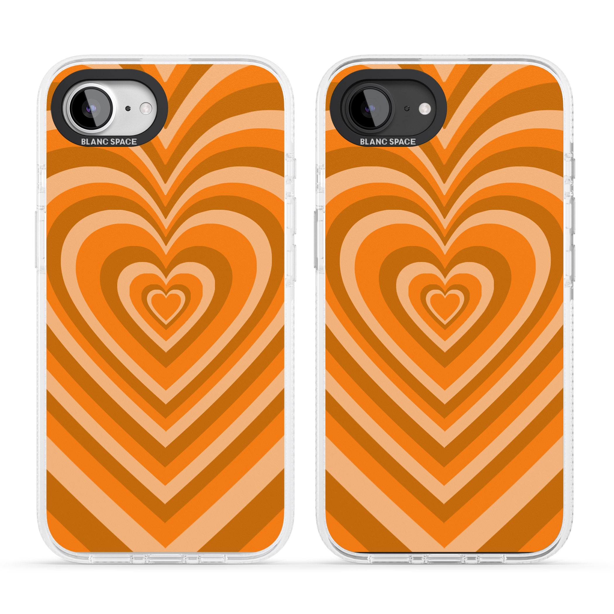 Orange Heart Illusion iPhone 16e Clear Case Impact Air - Blanc Space