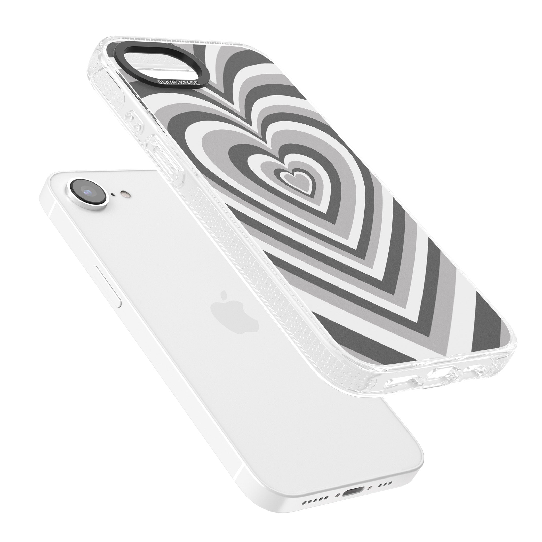 Monochrome Heart Illusion iPhone 16e Clear Case Impact Air - Blanc Space
