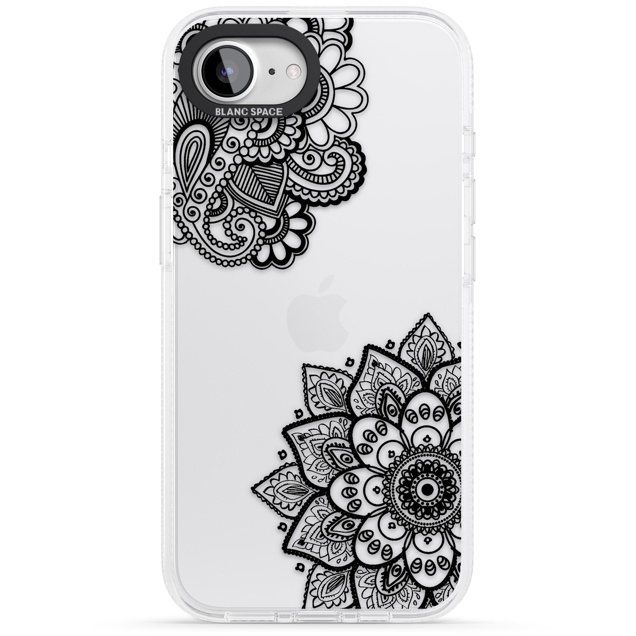 Black Henna Florals iPhone 16e Clear Case Impact Air - Blanc Space