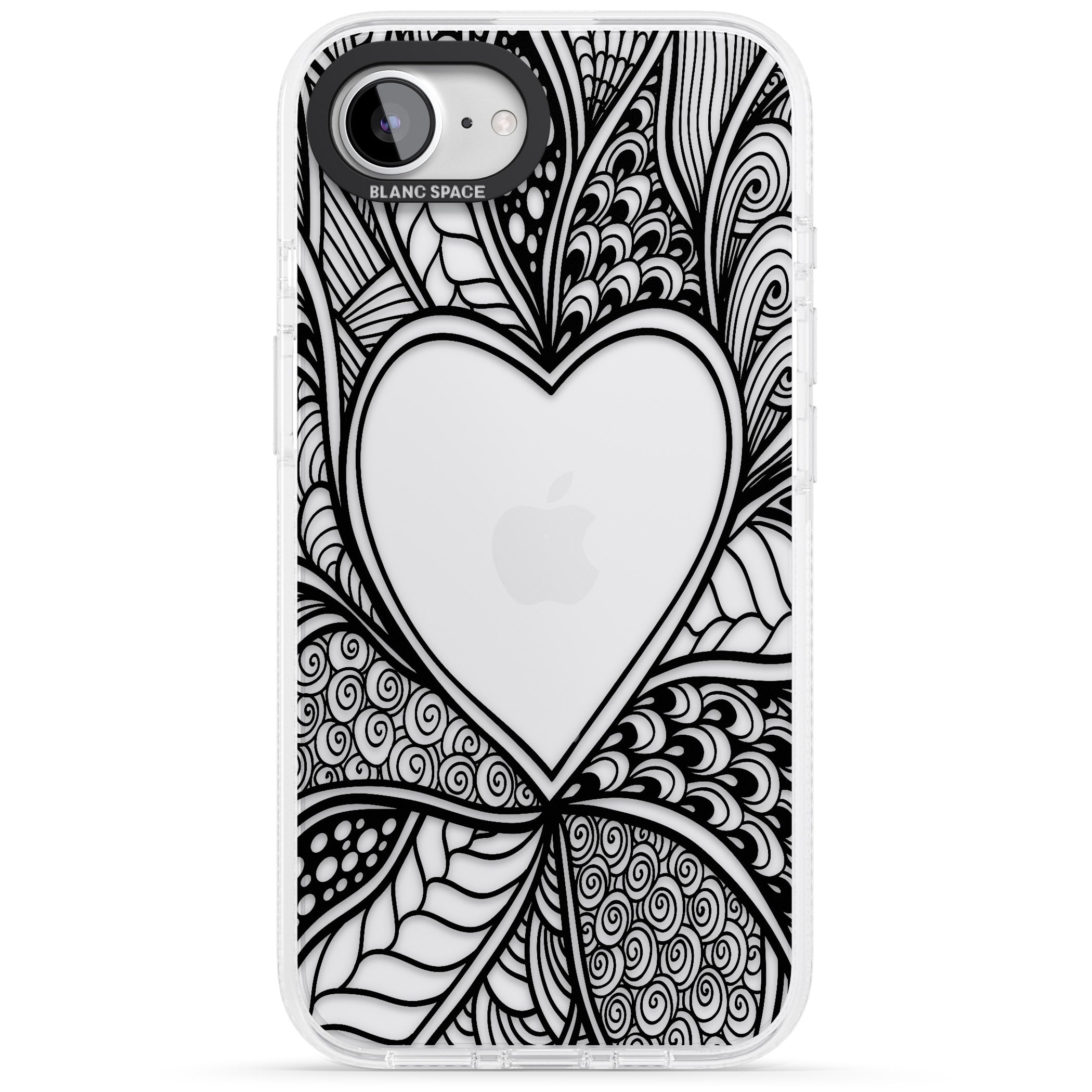 Black Henna Heart iPhone 16e Clear Case Impact Air - Blanc Space
