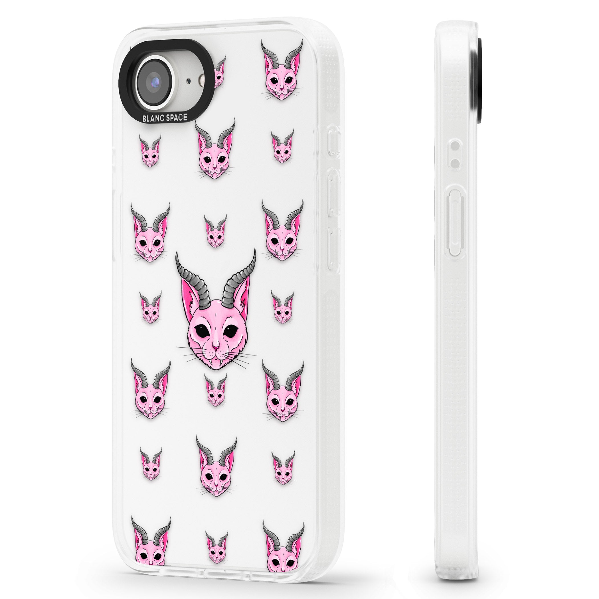 Demon Cat Pattern iPhone 16e Clear Case Impact Air - Blanc Space