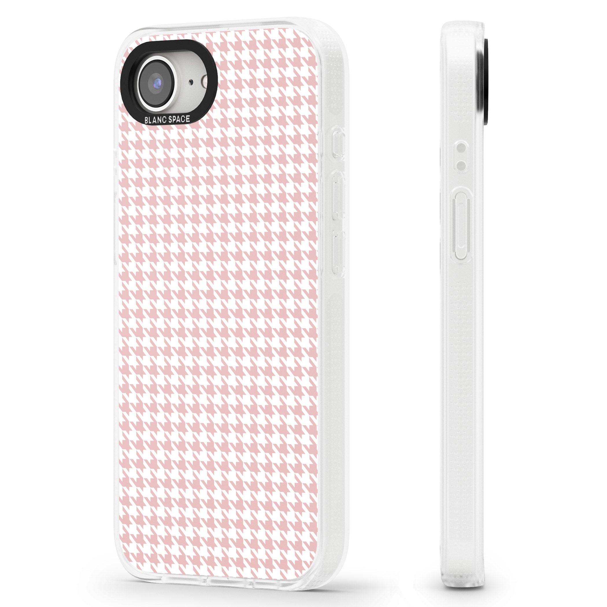 Pink Houndstooth Pattern iPhone 16e Clear Case Impact Air - Blanc Space