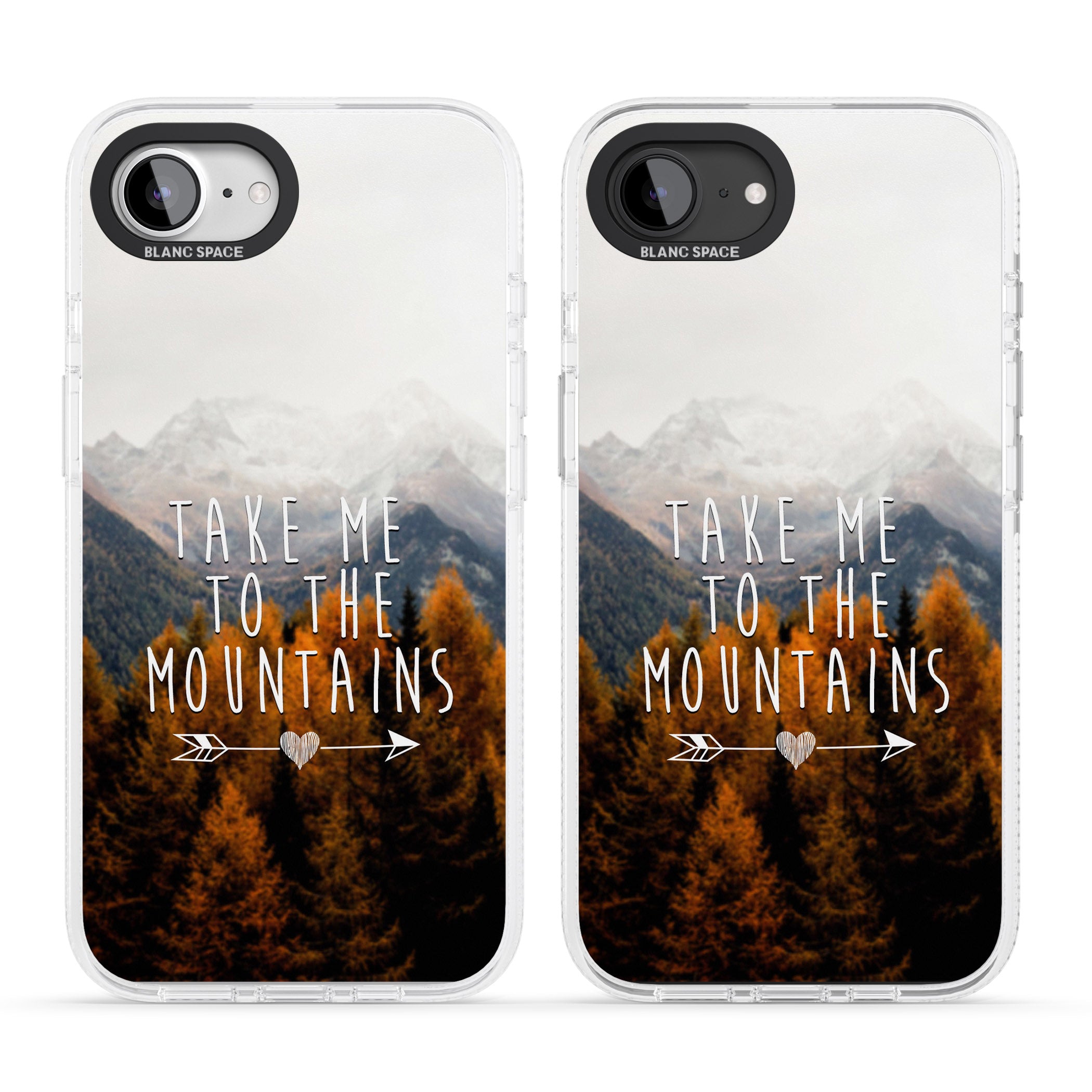 Take Me Mountains Quote iPhone 16e Clear Case Impact Air - Blanc Space