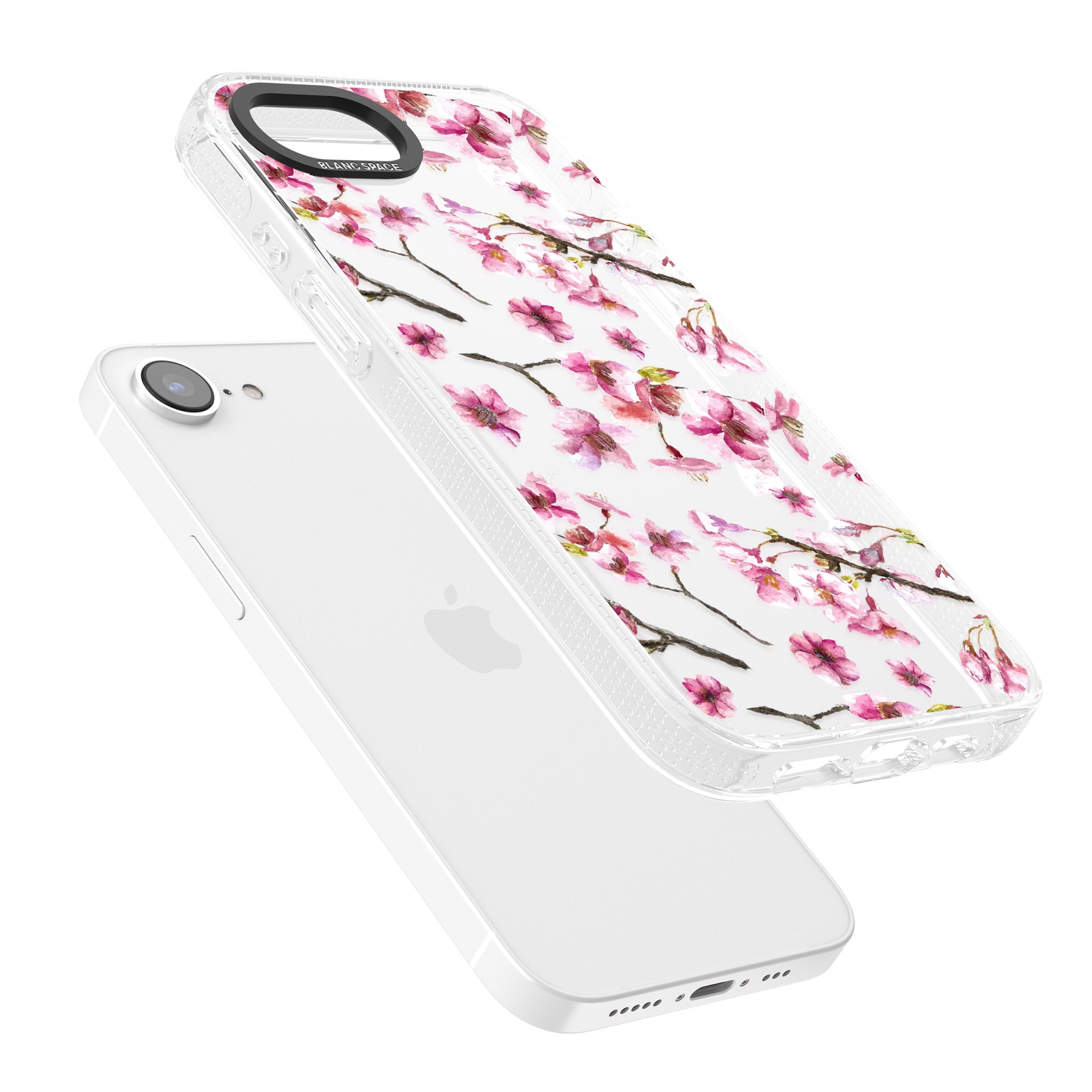 Sakura Watercolour iPhone 16e Clear Case Impact Air - Blanc Space