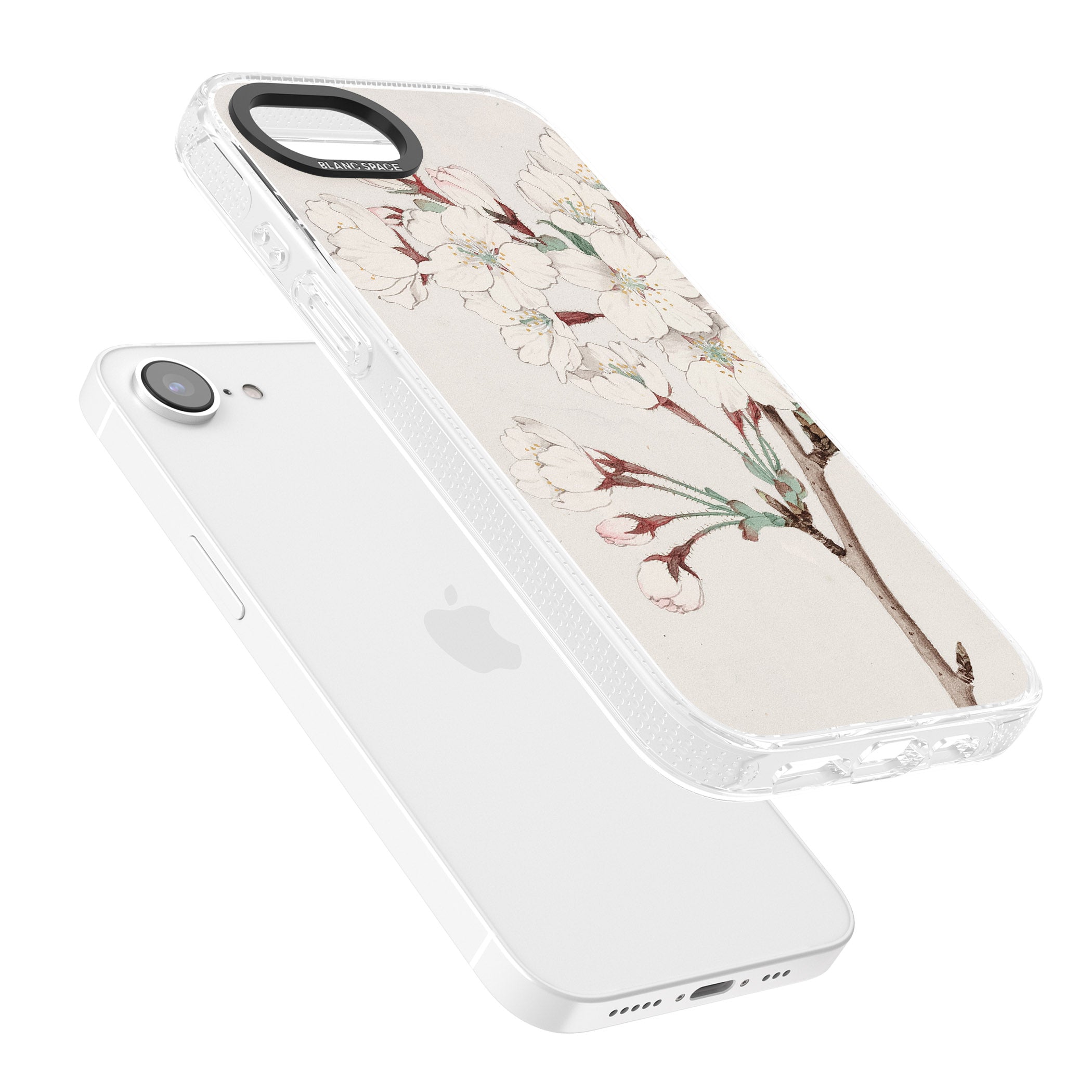Vintage Japanese Illustrations Cherry Blossoms iPhone 16e Clear Case Impact Air - Blanc Space