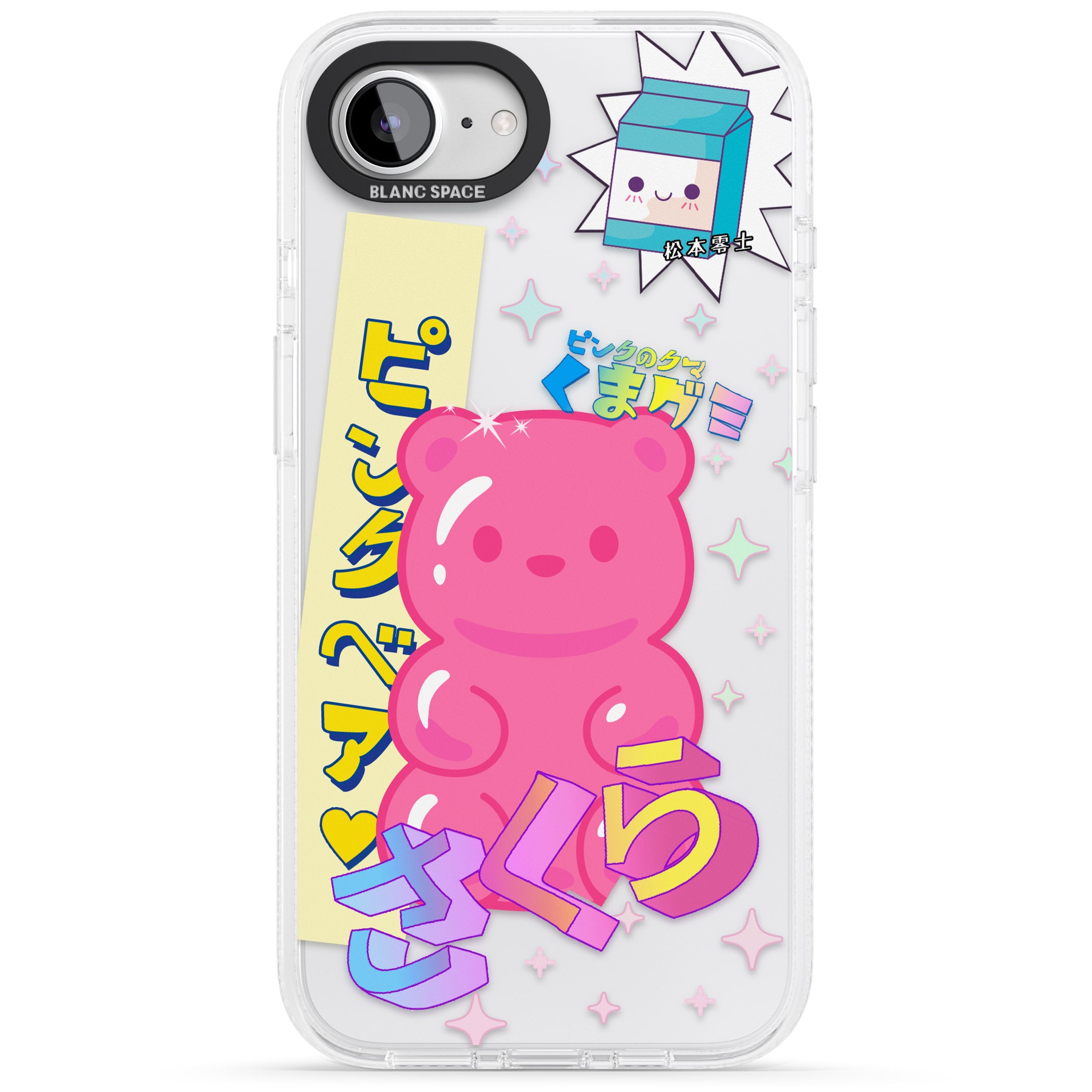 Kawaii Pink Bear Collage iPhone 16e Clear Case Impact Air - Blanc Space
