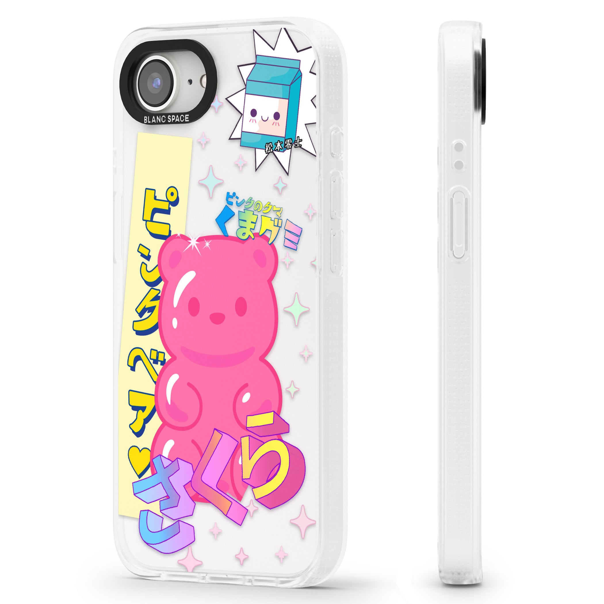 Kawaii Pink Bear Collage iPhone 16e Clear Case Impact Air - Blanc Space