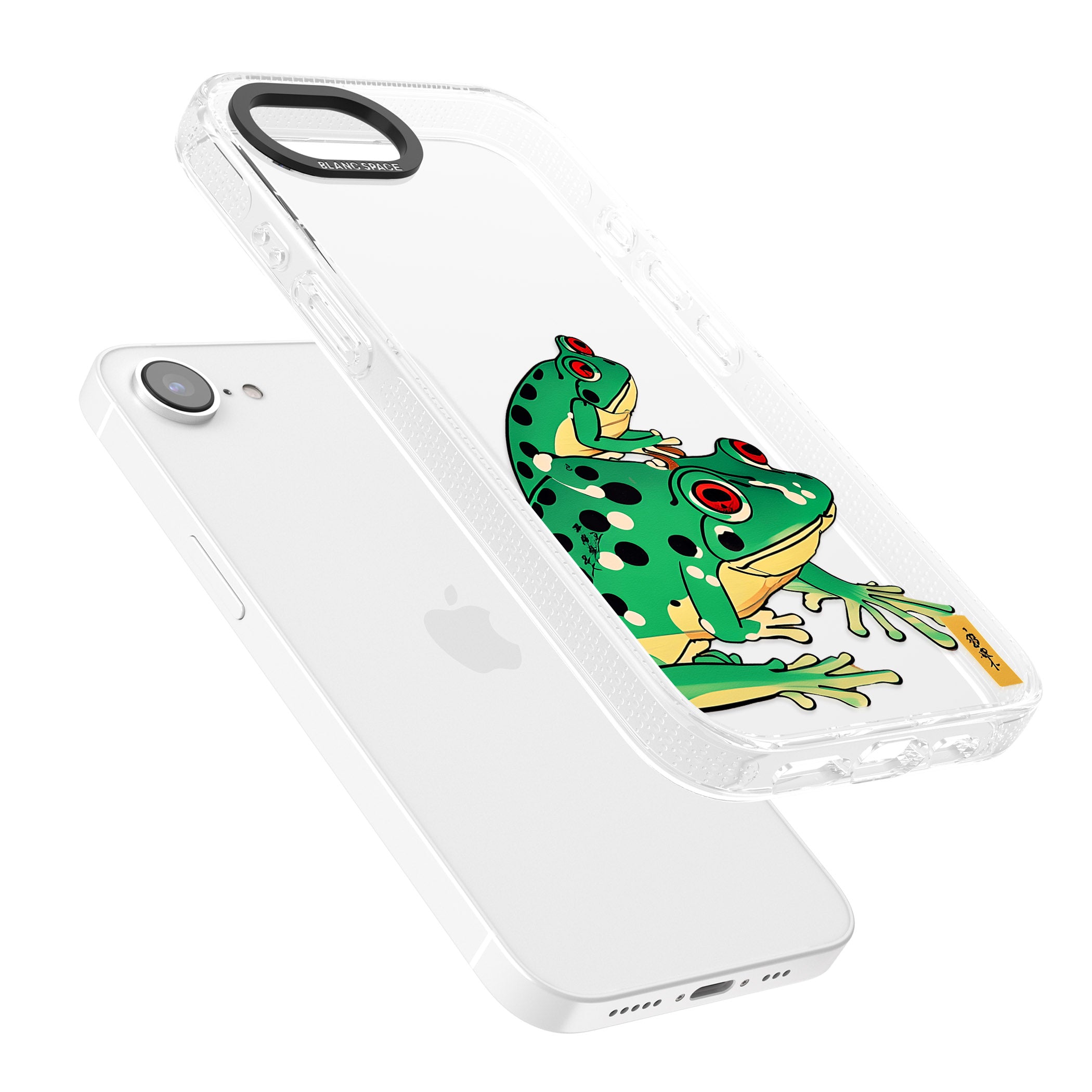 Matsumoto Hoji Frog Green iPhone 16e Clear Case Impact Air - Blanc Space