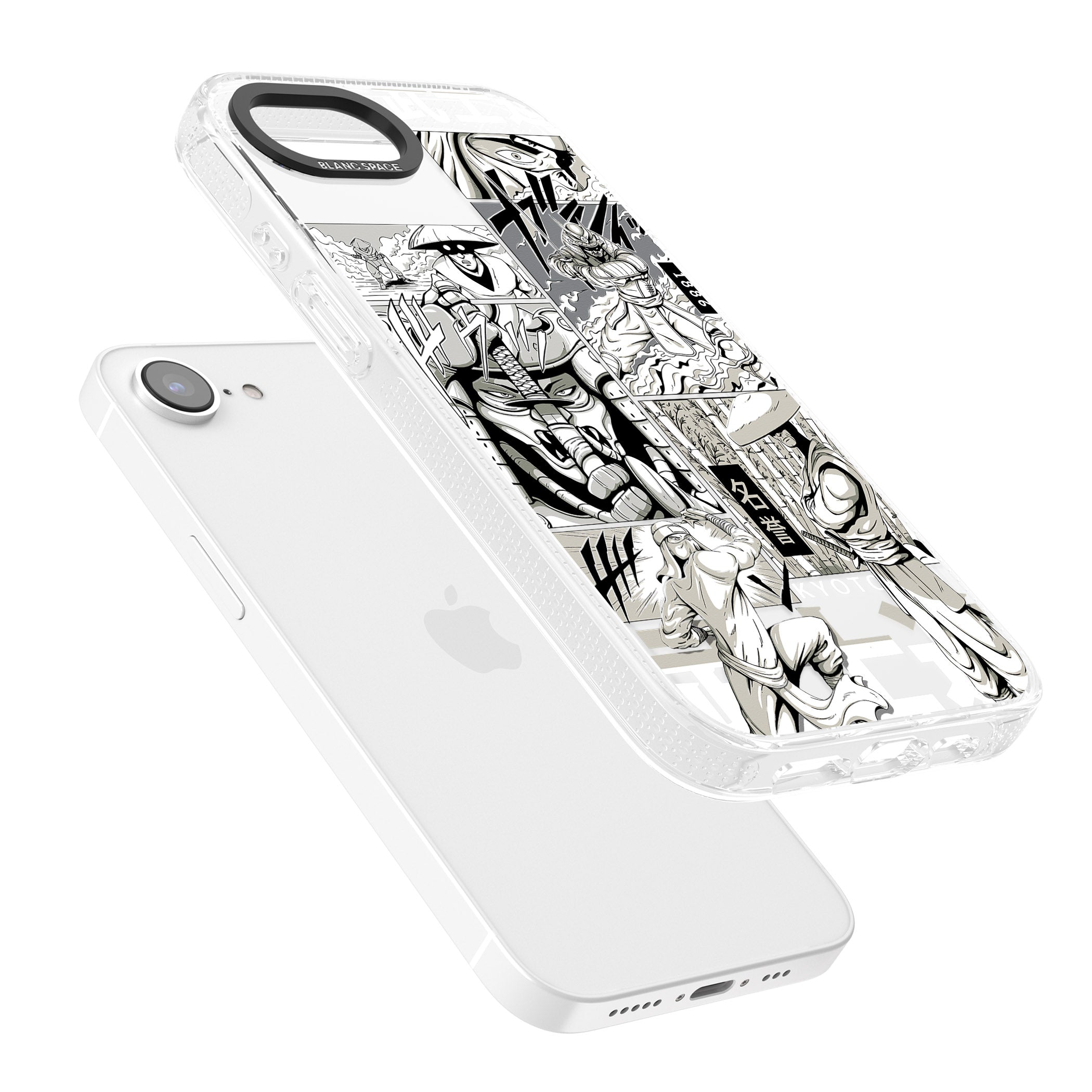 Greyscale Anime Comic iPhone 16e Clear Case Impact Air - Blanc Space