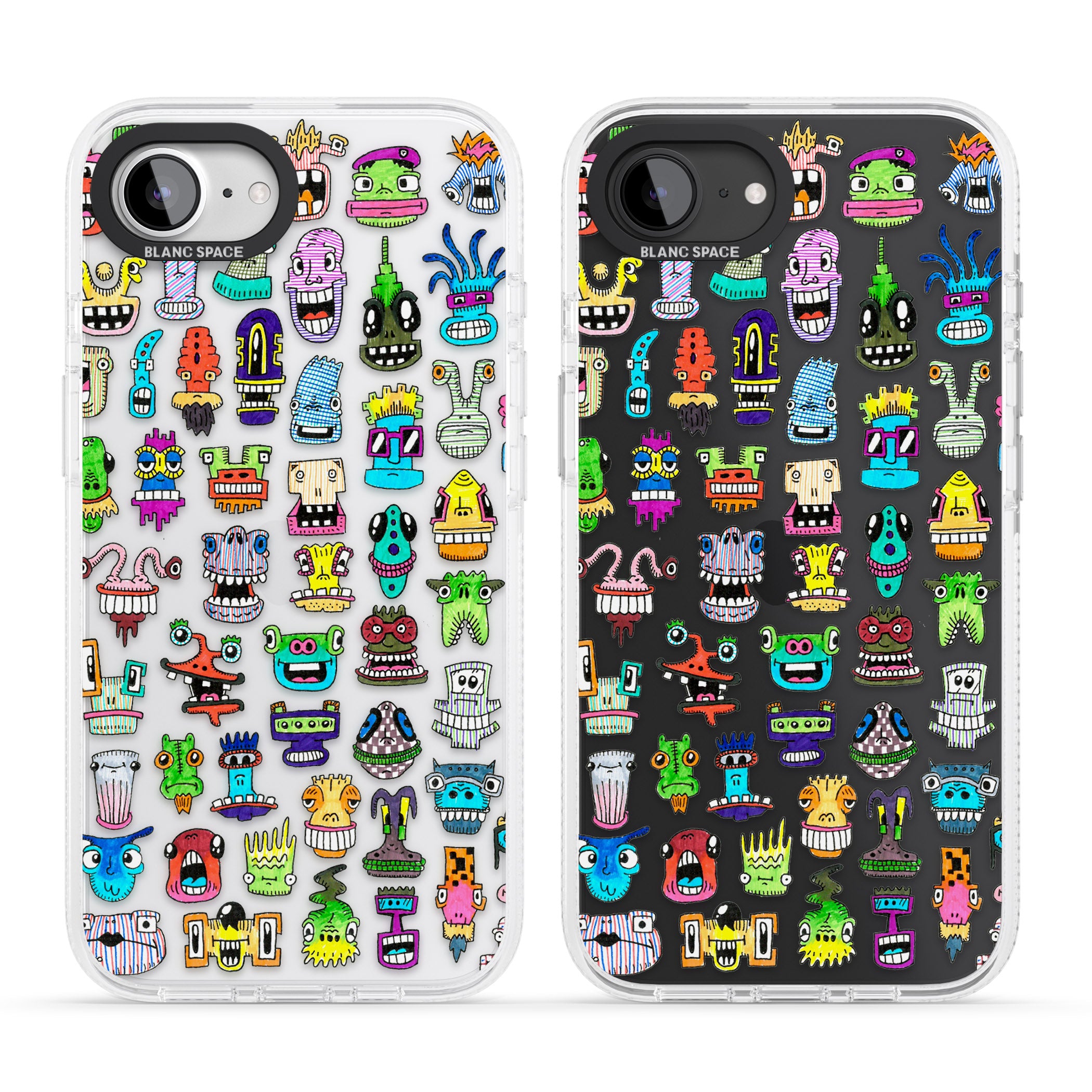 Familiar Faces iPhone 16e Clear Case Impact Air - Blanc Space