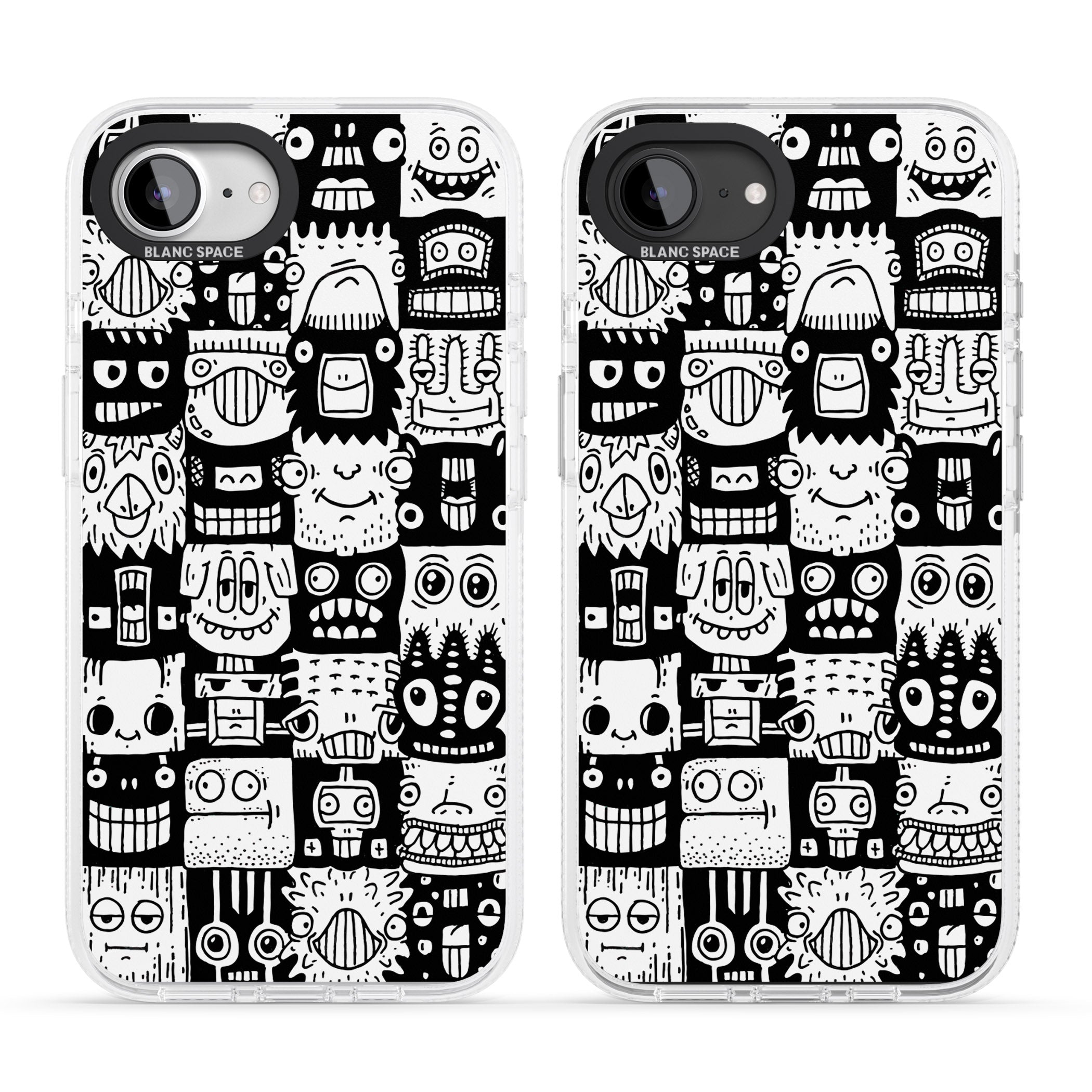 Checkerboard Heads iPhone 16e Clear Case Impact Air - Blanc Space