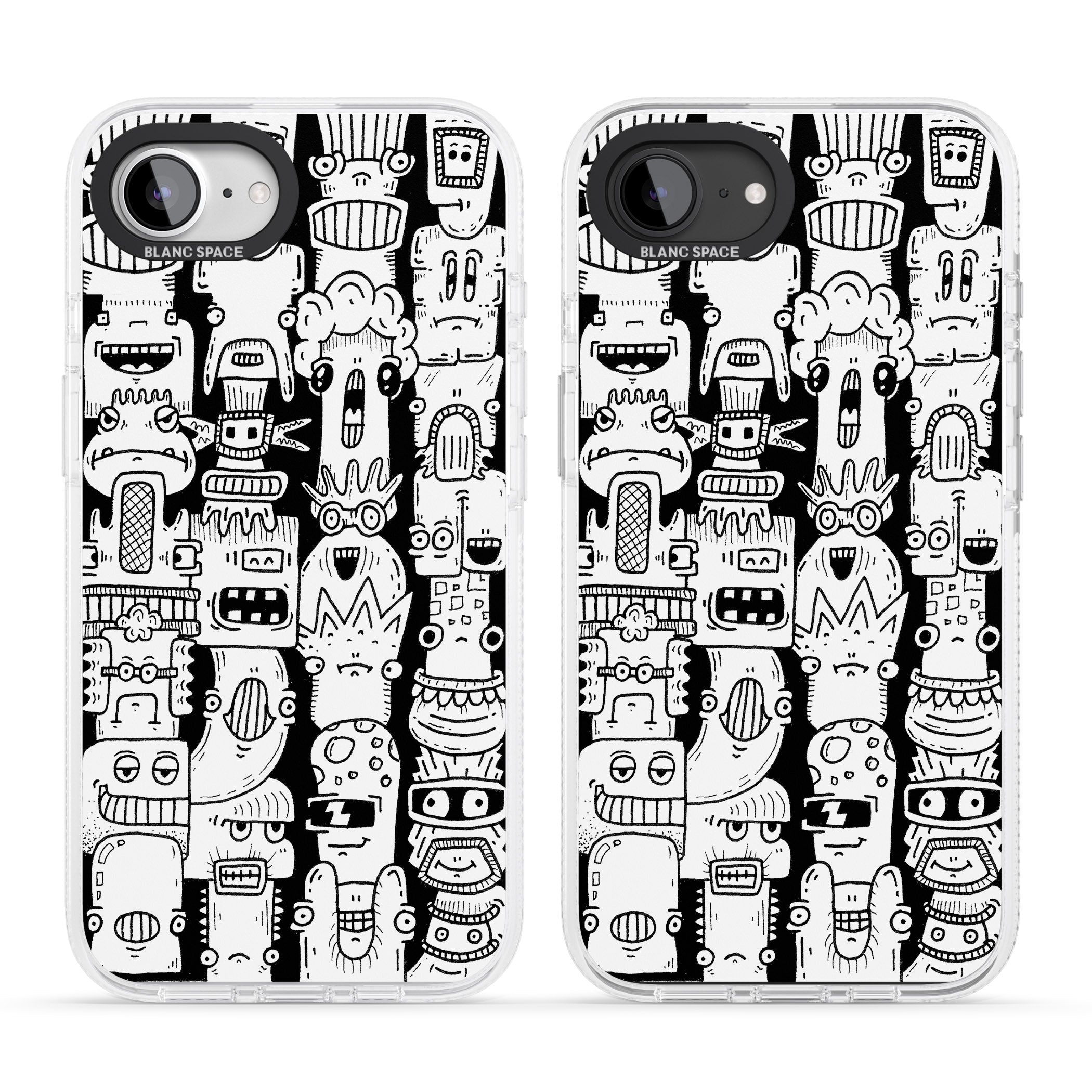 Monochrome Heads iPhone 16e Clear Case Impact Air - Blanc Space