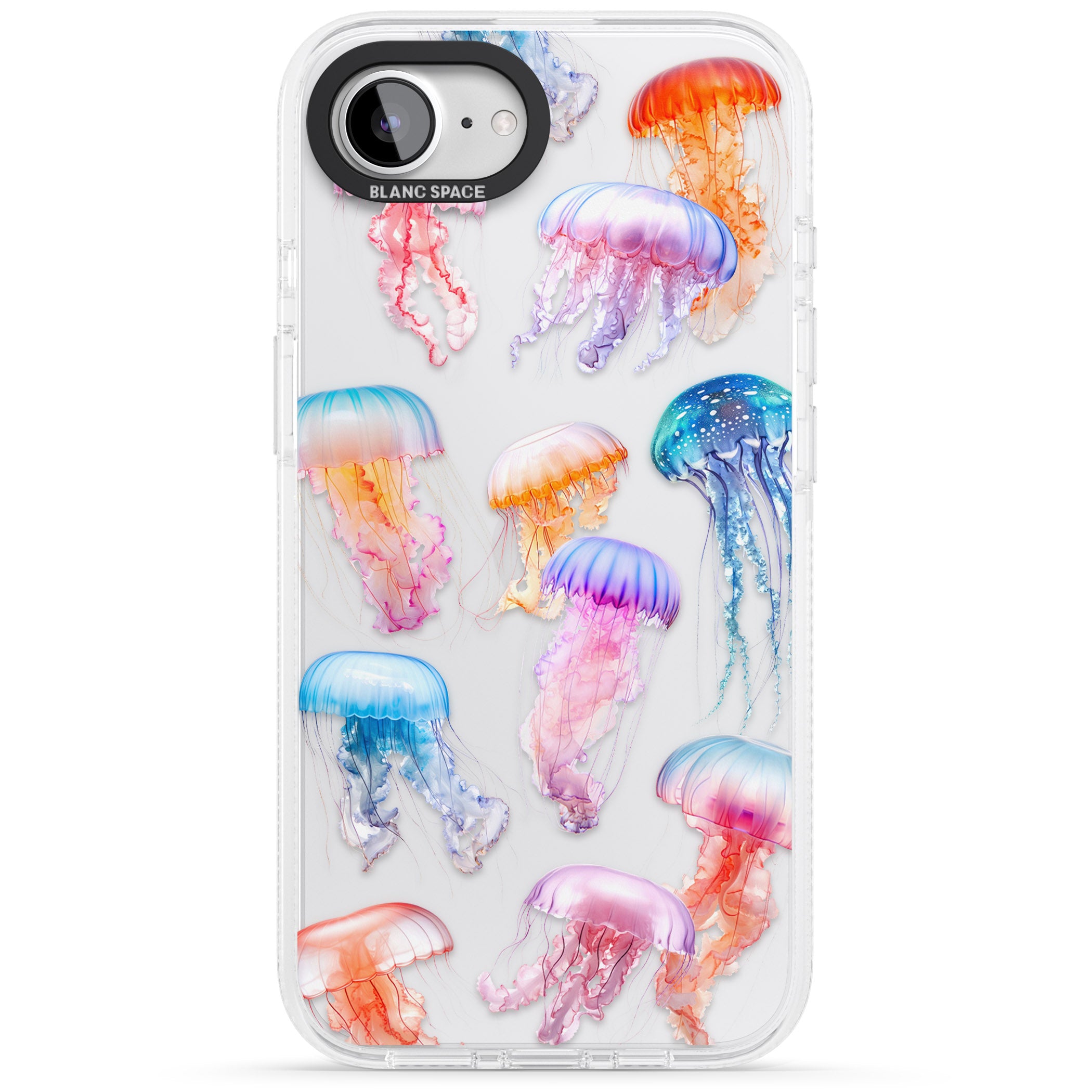 Vibrant Jellyfish iPhone 16e Clear Case Impact Air - Blanc Space