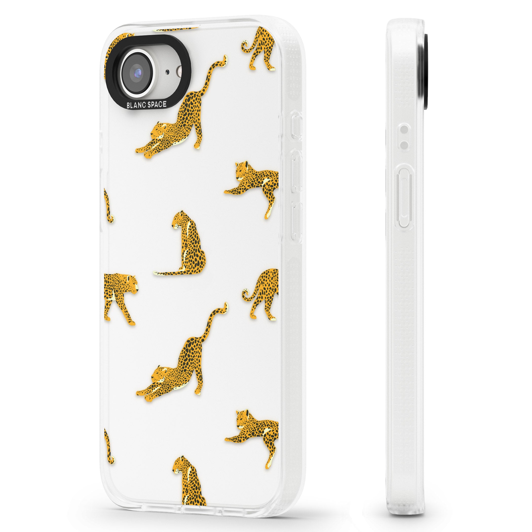 Clear Jaguar Jungle Cat Pattern iPhone 16e Clear Case Impact Air - Blanc Space
