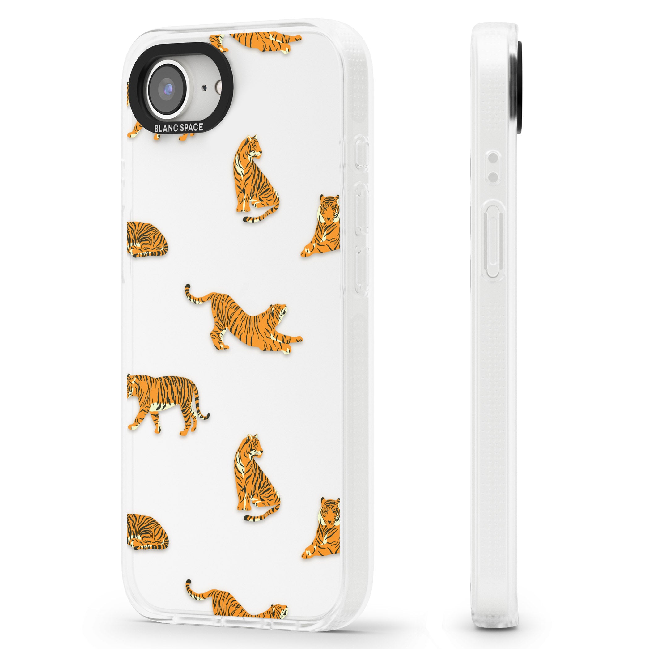 Clear Tiger Jungle Cat Pattern iPhone 16e Clear Case Impact Air - Blanc Space