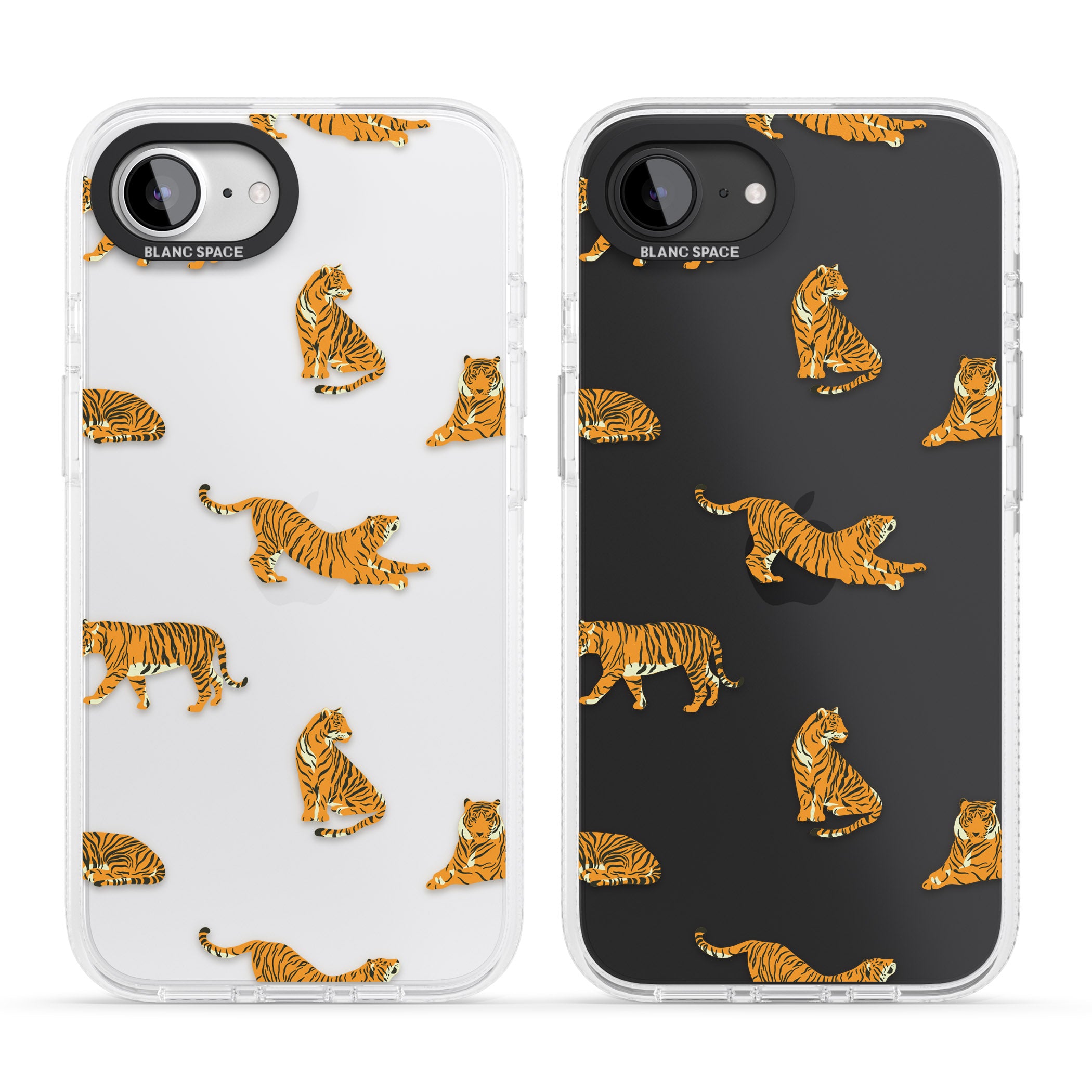 Clear Tiger Jungle Cat Pattern iPhone 16e Clear Case Impact Air - Blanc Space