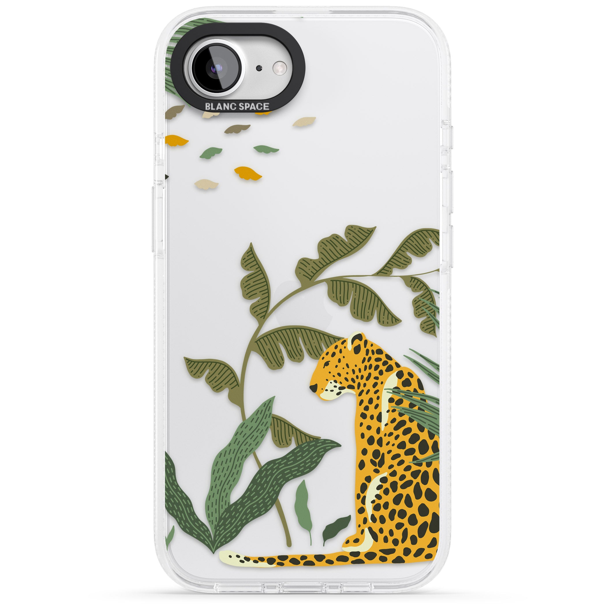 Large Jaguar Clear Jungle Cat Pattern iPhone 16e Clear Case Impact Air - Blanc Space