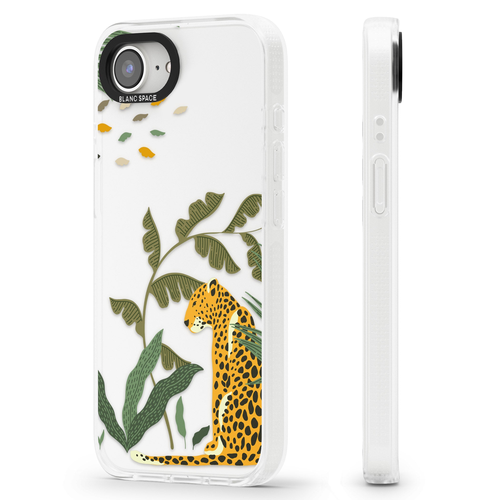 Large Jaguar Clear Jungle Cat Pattern iPhone 16e Clear Case Impact Air - Blanc Space