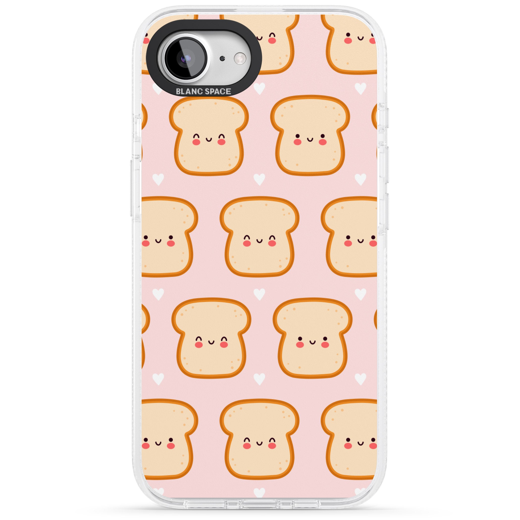 Bread Faces Kawaii Pattern iPhone 16e Clear Case Impact Air - Blanc Space